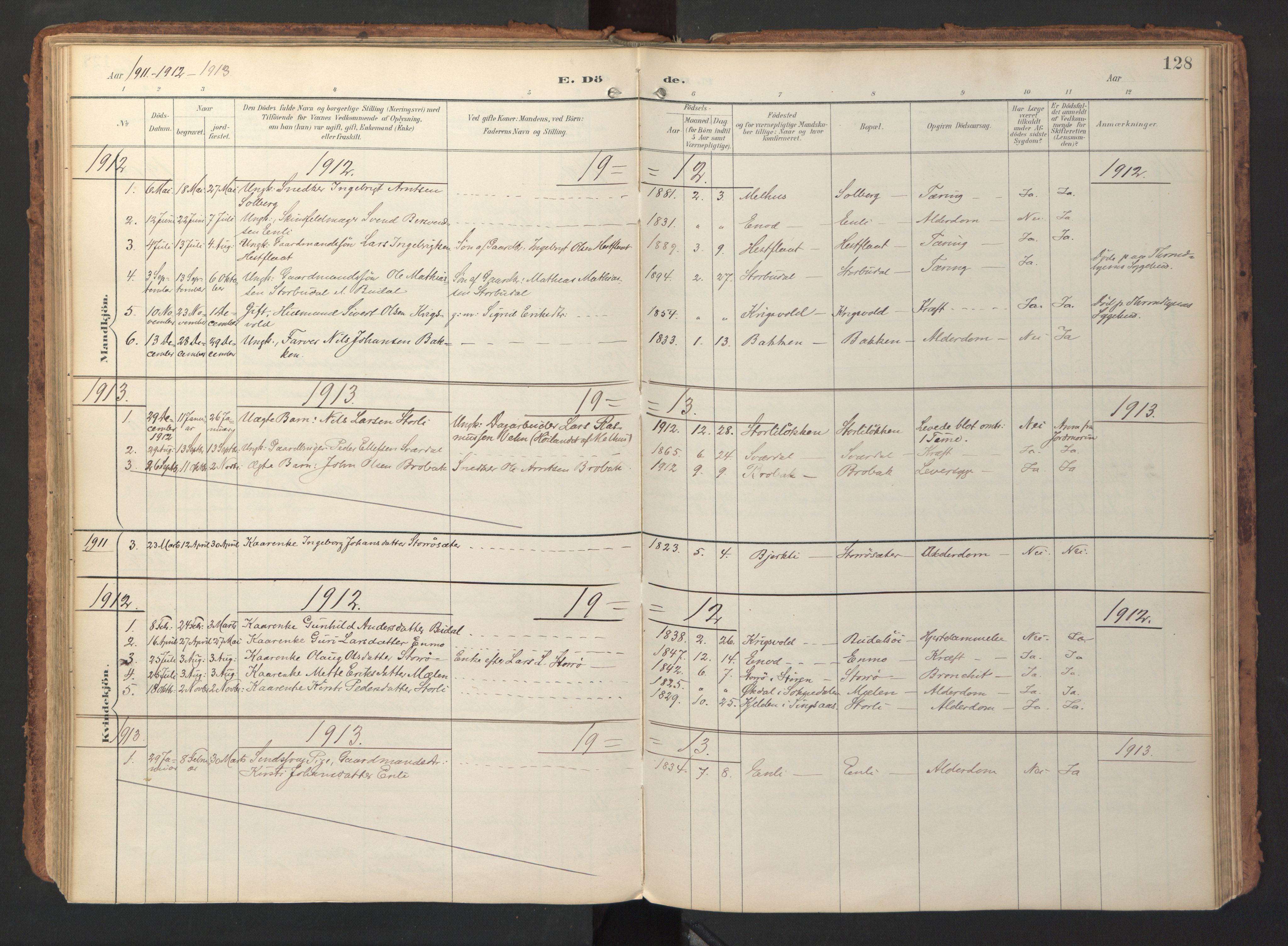 Ministerialprotokoller, klokkerbøker og fødselsregistre - Sør-Trøndelag, AV/SAT-A-1456/690/L1050: Ministerialbok nr. 690A01, 1889-1929, s. 128