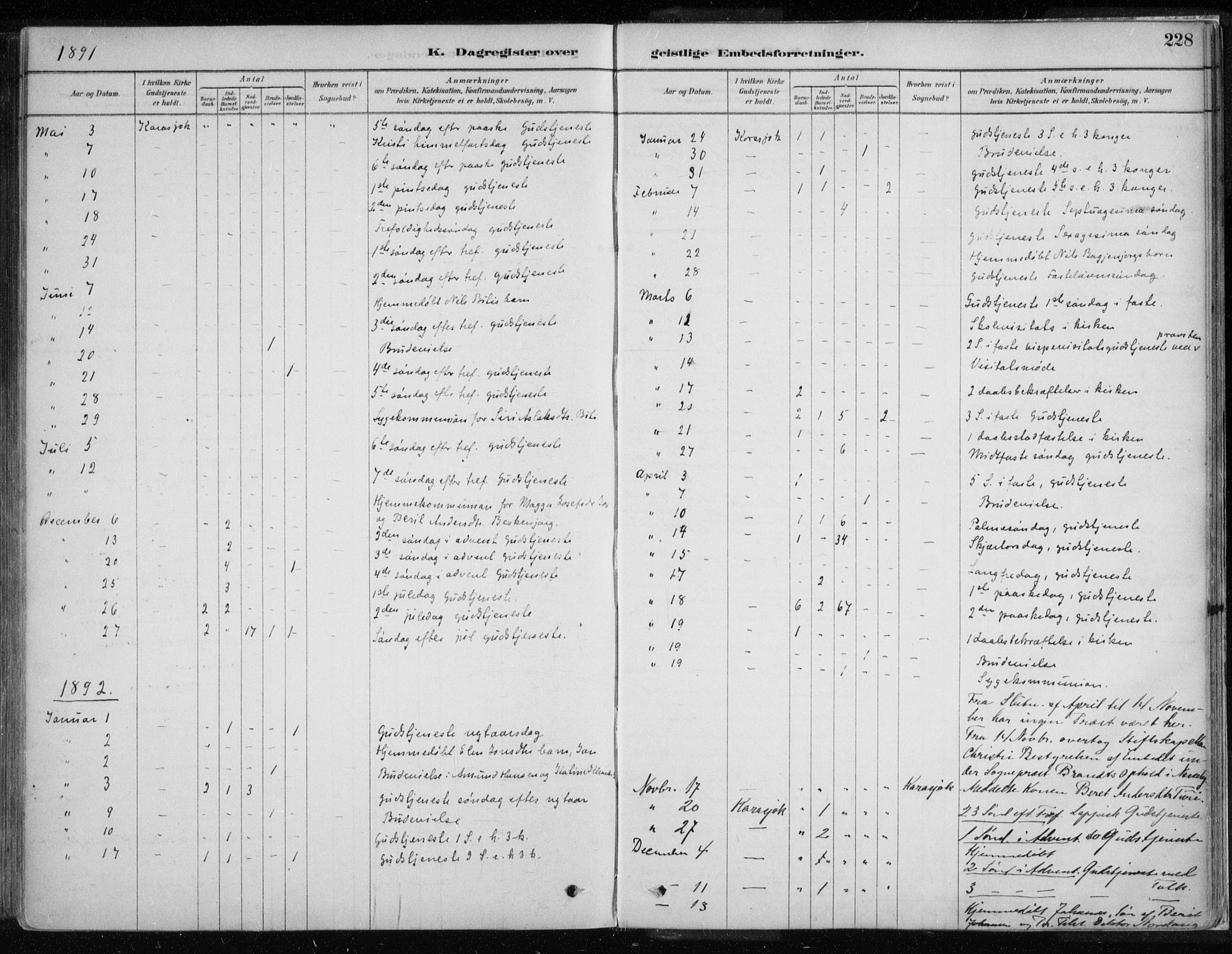 Karasjok sokneprestkontor, SATØ/S-1352/H/Ha/L0002kirke: Ministerialbok nr. 2, 1885-1906, s. 228