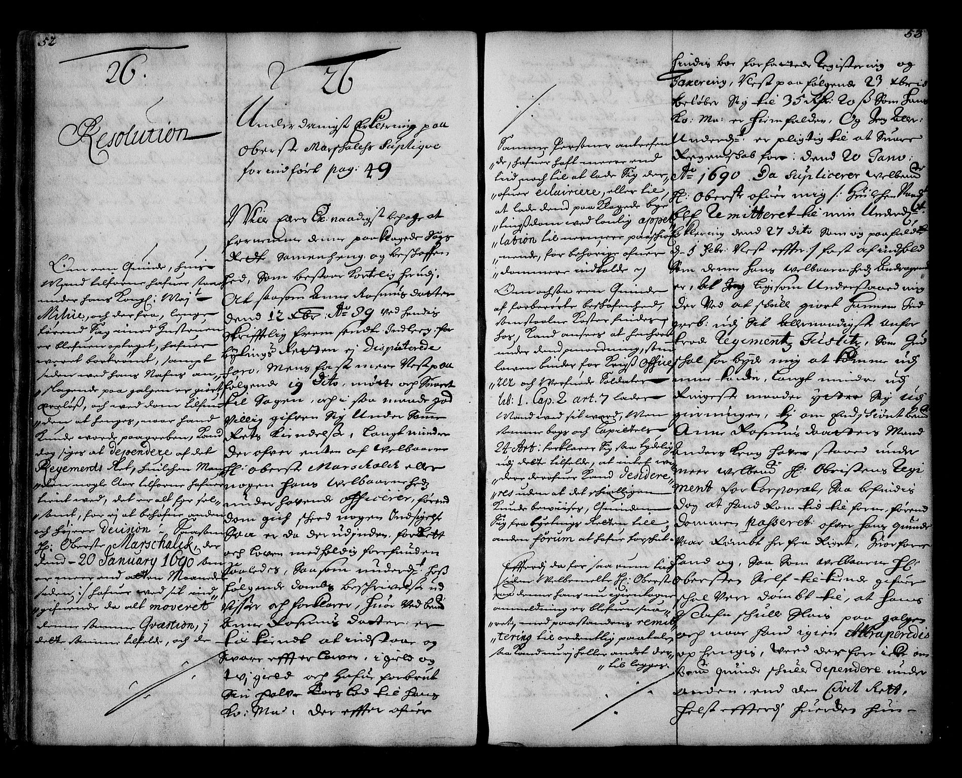 Stattholderembetet 1572-1771, AV/RA-EA-2870/Ae/L0009: Supplikasjons- og resolusjonsprotokoll, 1691-1692, s. 52-53