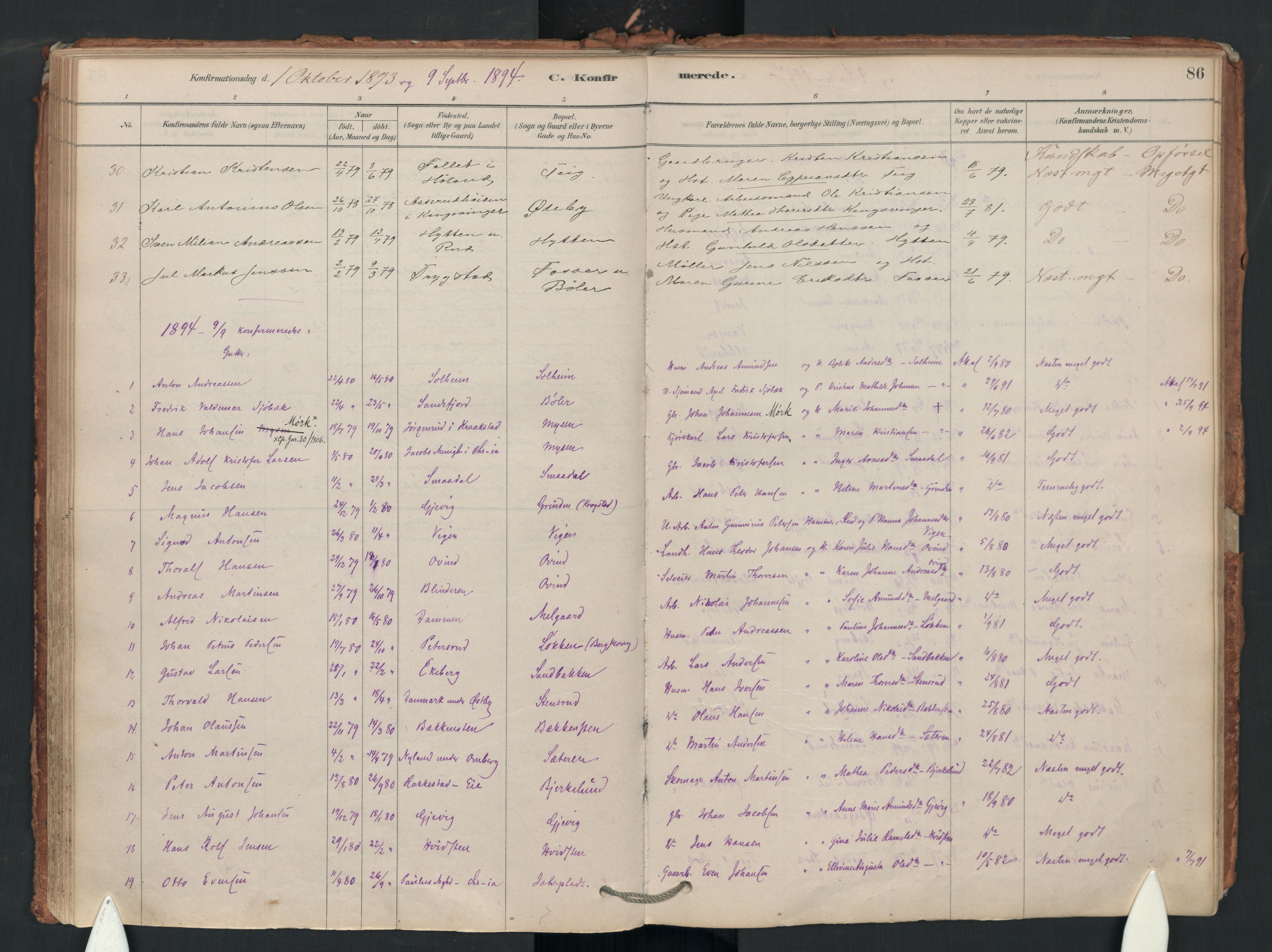Enebakk prestekontor Kirkebøker, AV/SAO-A-10171c/F/Fa/L0018: Ministerialbok nr. I 18, 1877-1930, s. 86