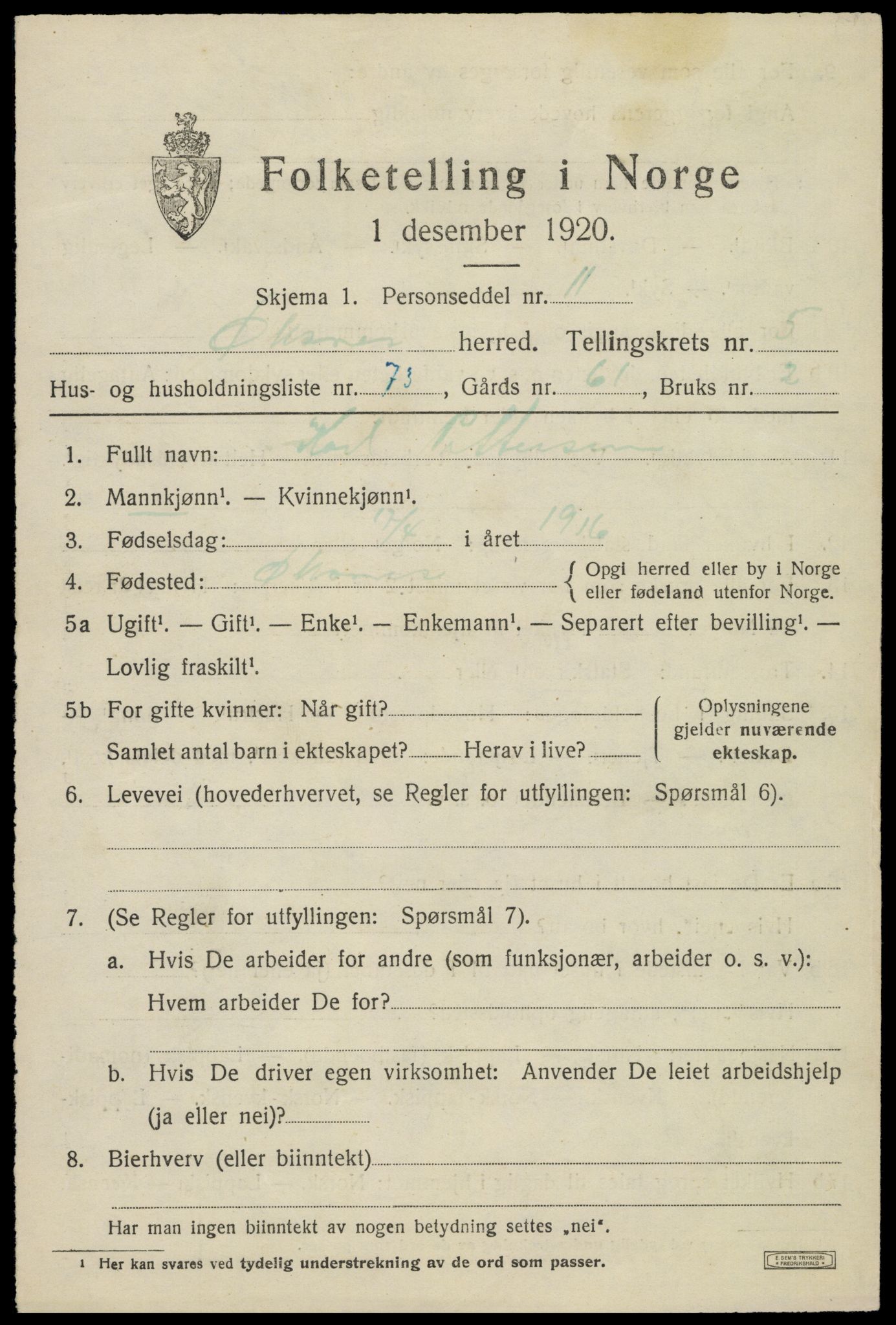 SAT, Folketelling 1920 for 1868 Øksnes herred, 1920, s. 4840