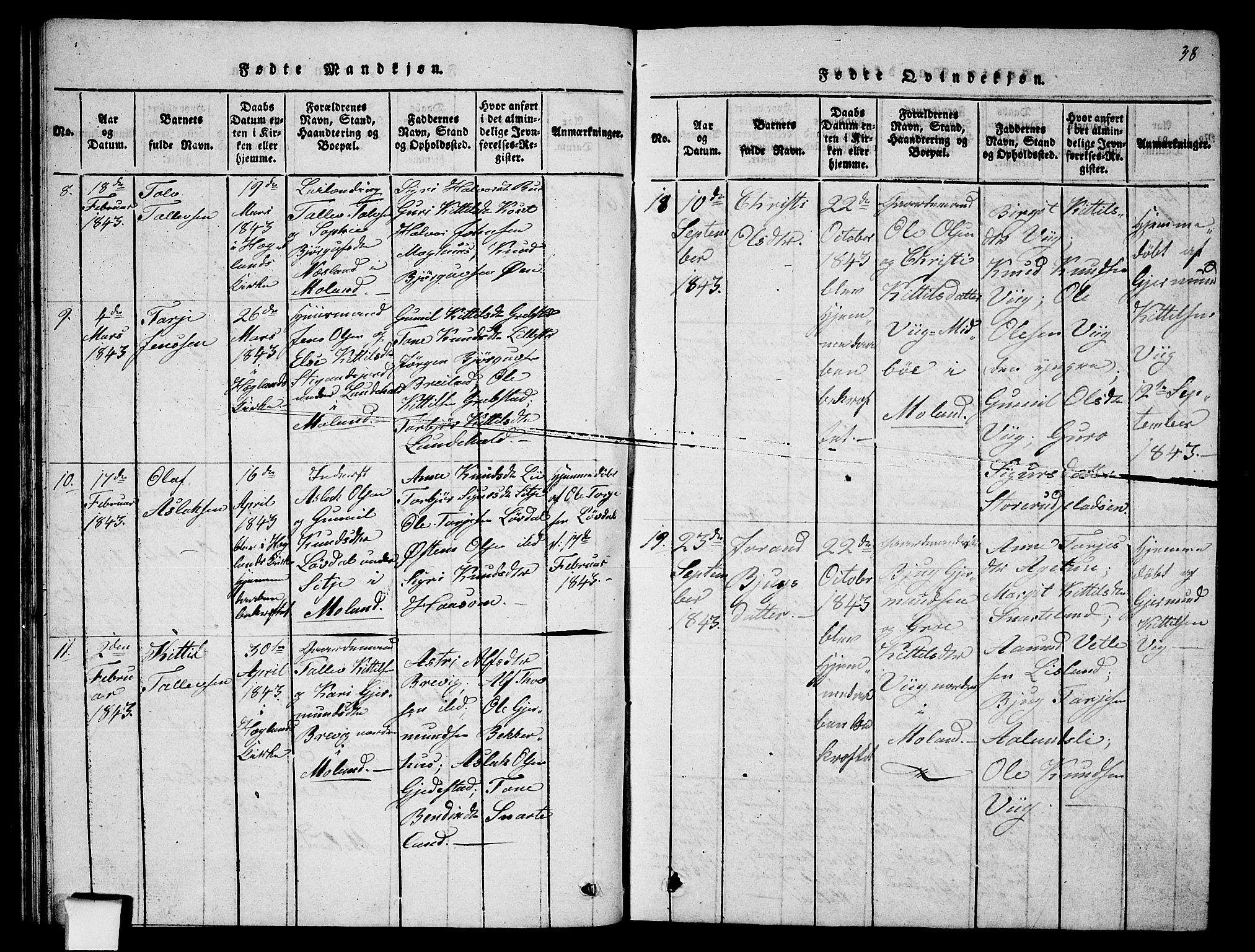 Fyresdal kirkebøker, AV/SAKO-A-263/G/Ga/L0002: Klokkerbok nr. I 2, 1815-1857, s. 38