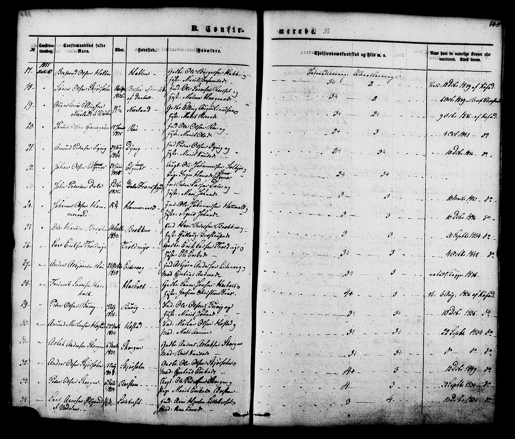 Ministerialprotokoller, klokkerbøker og fødselsregistre - Møre og Romsdal, AV/SAT-A-1454/551/L0625: Ministerialbok nr. 551A05, 1846-1879, s. 145