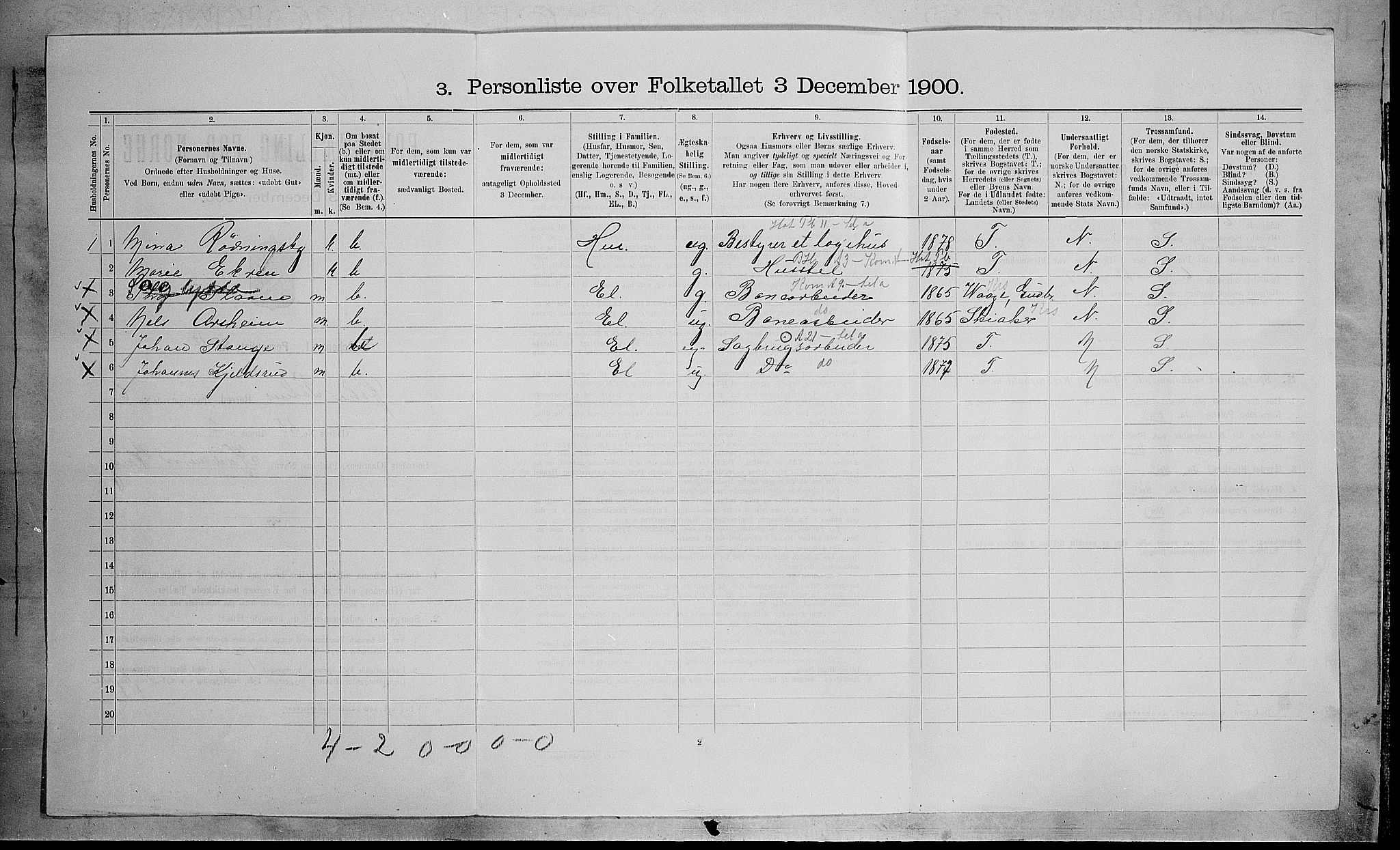 SAH, Folketelling 1900 for 0528 Østre Toten herred, 1900, s. 1426