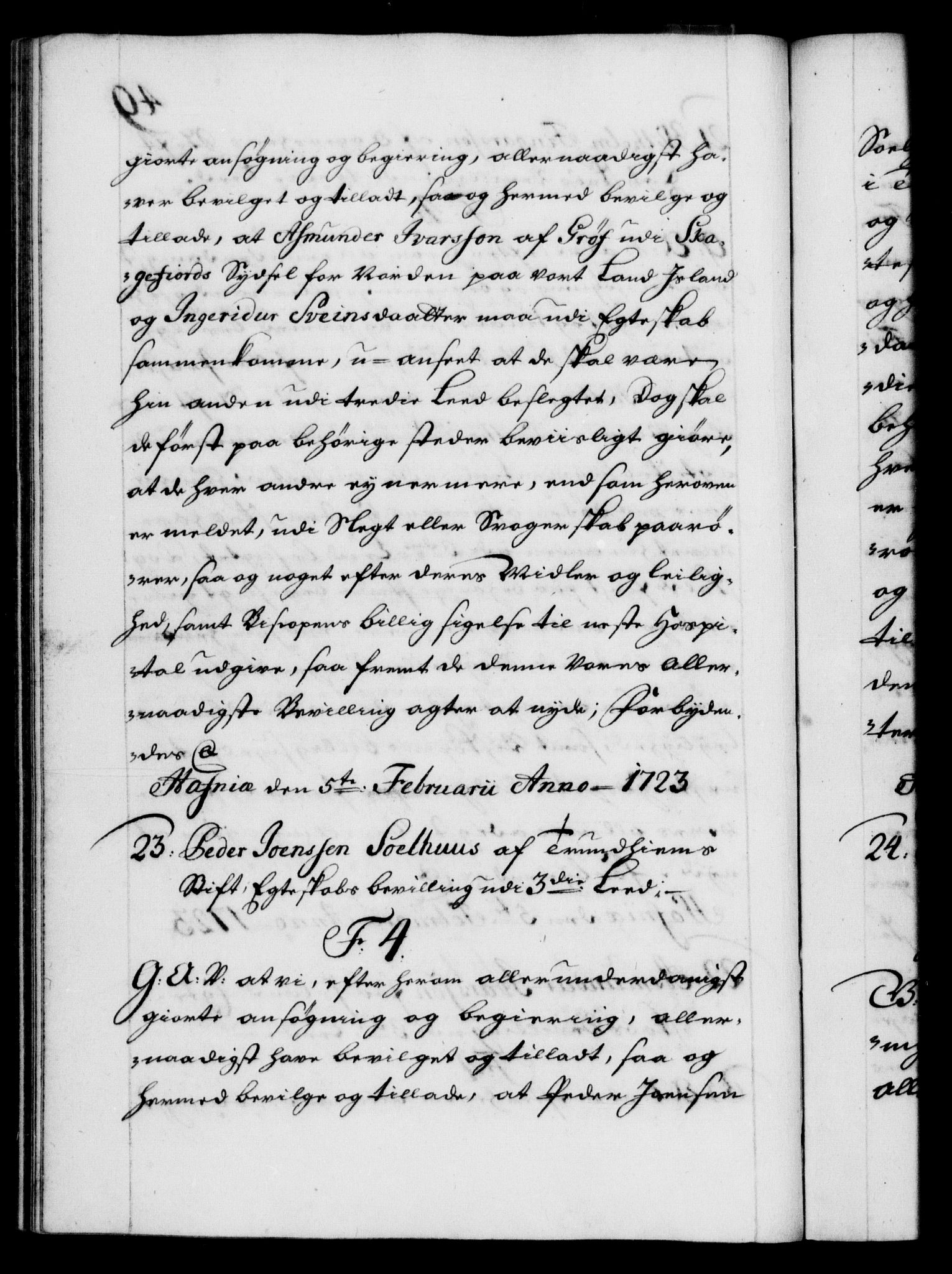 Danske Kanselli 1572-1799, RA/EA-3023/F/Fc/Fca/Fcaa/L0024: Norske registre, 1723-1725, s. 49b