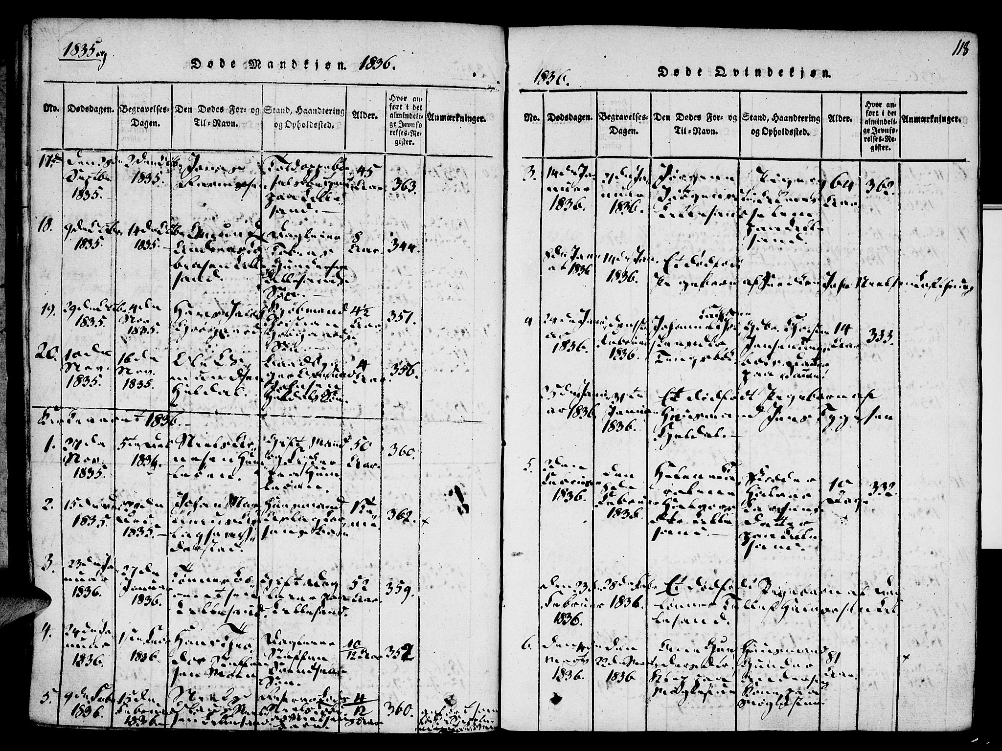 Vestre Moland sokneprestkontor, SAK/1111-0046/F/Fa/Fab/L0003: Ministerialbok nr. A 3, 1816-1843, s. 118