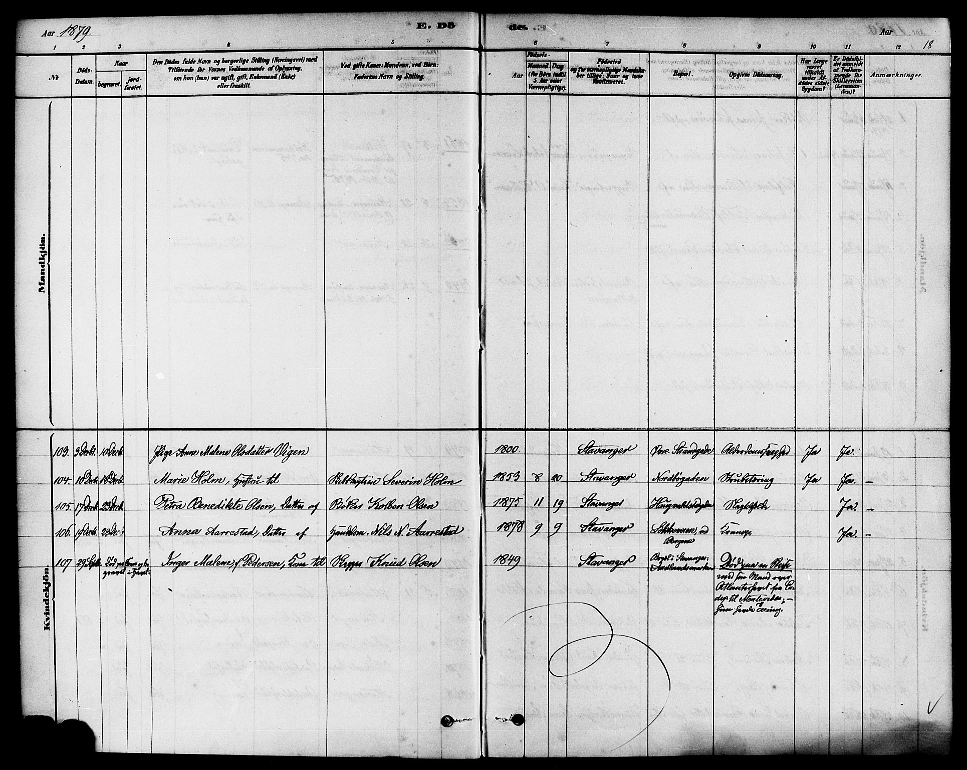 Domkirken sokneprestkontor, SAST/A-101812/001/30/30BA/L0027: Ministerialbok nr. A 26, 1878-1896, s. 18