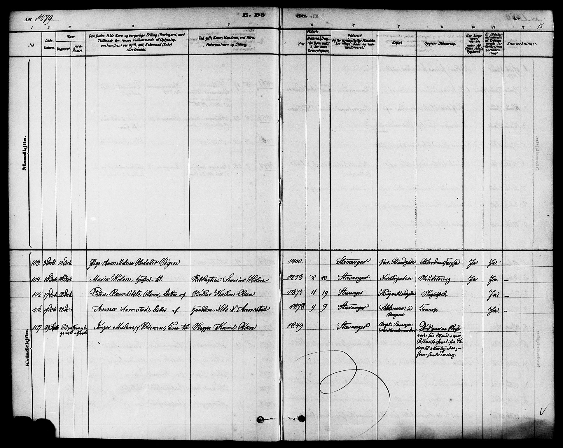 Domkirken sokneprestkontor, AV/SAST-A-101812/001/30/30BA/L0027: Ministerialbok nr. A 26, 1878-1896, s. 18