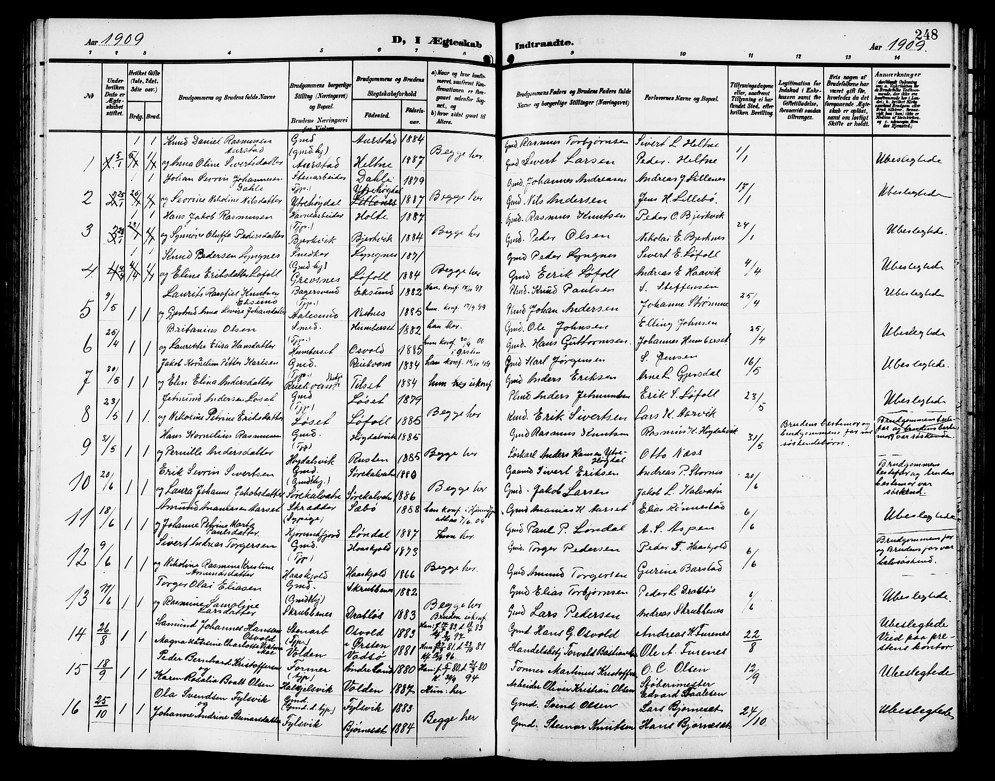 Ministerialprotokoller, klokkerbøker og fødselsregistre - Møre og Romsdal, AV/SAT-A-1454/511/L0159: Klokkerbok nr. 511C05, 1902-1920, s. 248