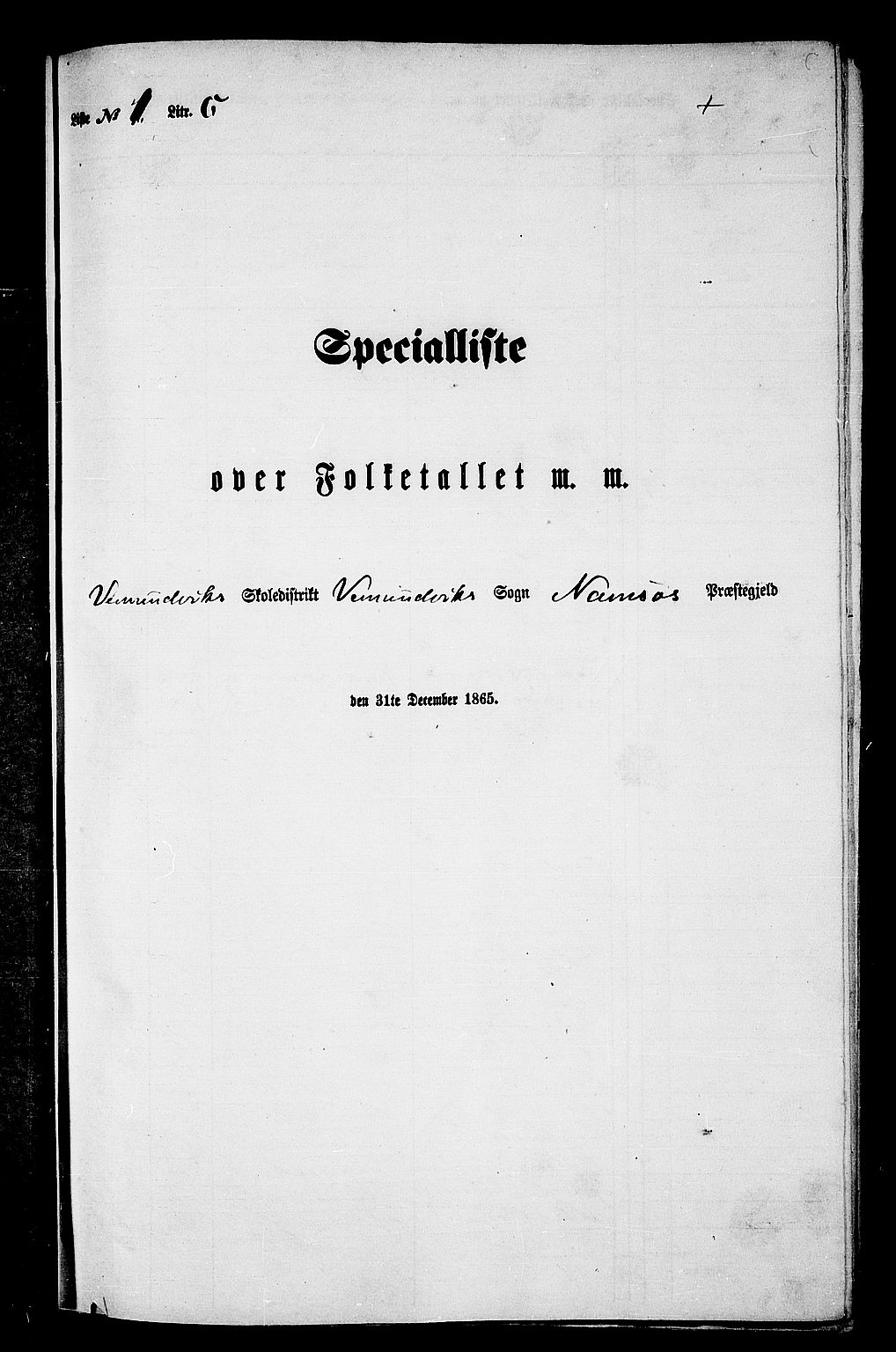 RA, Folketelling 1865 for 1745L Namsos prestegjeld, Vemundvik sokn og Sævik sokn, 1865, s. 35