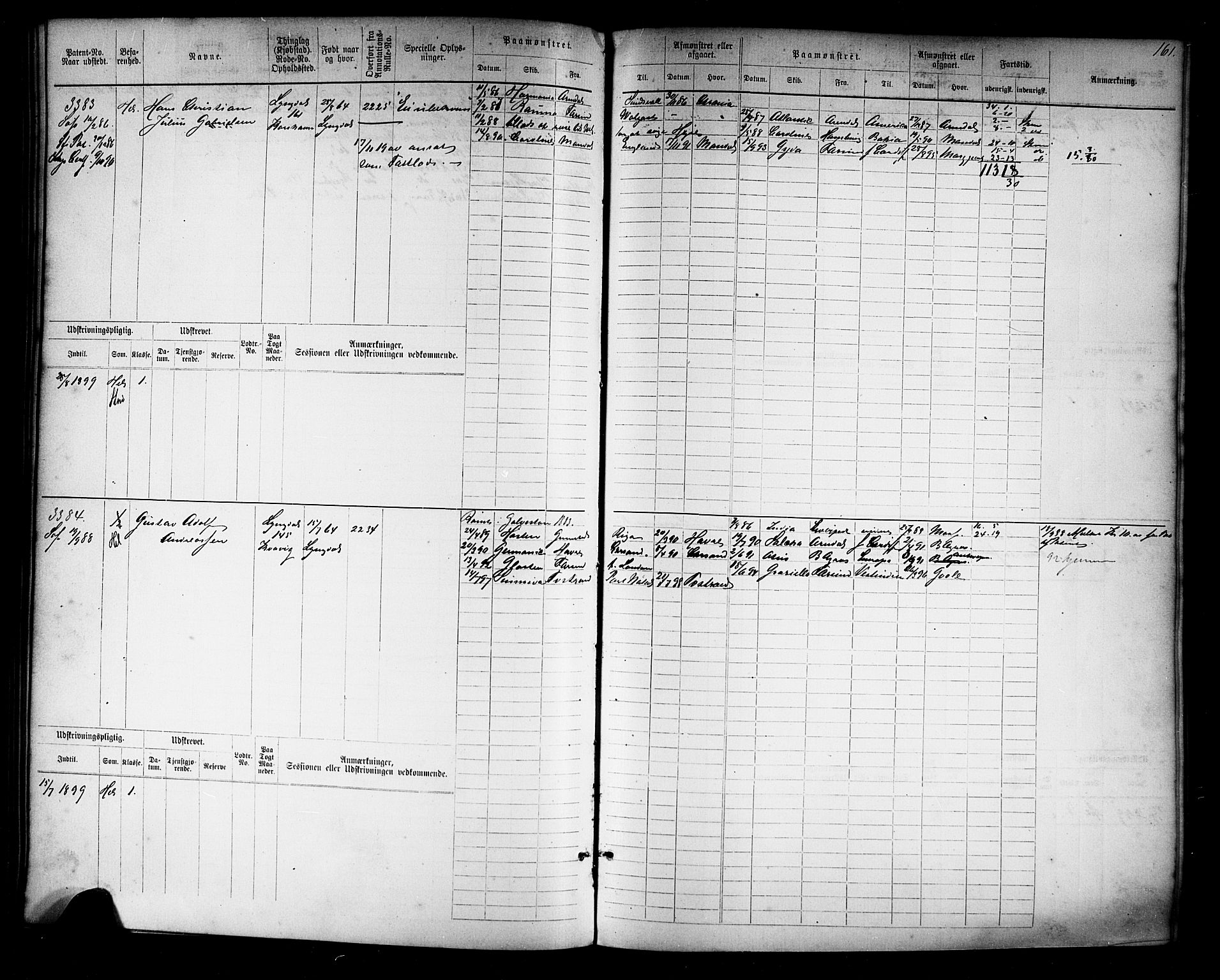 Farsund mønstringskrets, AV/SAK-2031-0017/F/Fb/L0019: Hovedrulle nr 3067-3832, Z-11, 1882-1922, s. 165