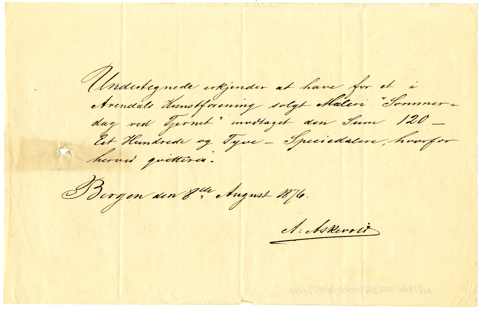 Diderik Maria Aalls brevsamling, NF/Ark-1023/F/L0001: D.M. Aalls brevsamling. A - B, 1738-1889, s. 597