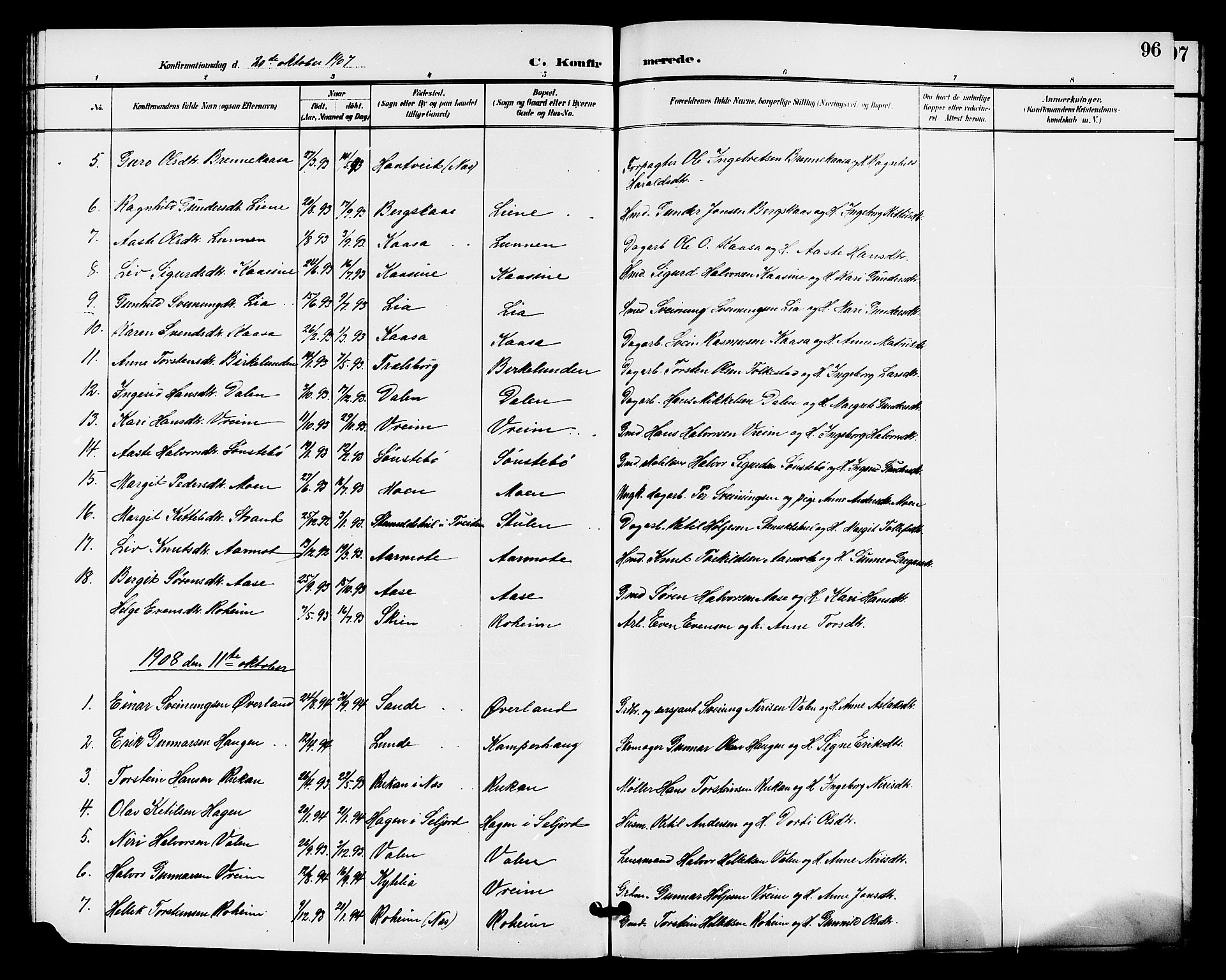 Bø kirkebøker, AV/SAKO-A-257/G/Ga/L0006: Klokkerbok nr. 6, 1898-1909, s. 96