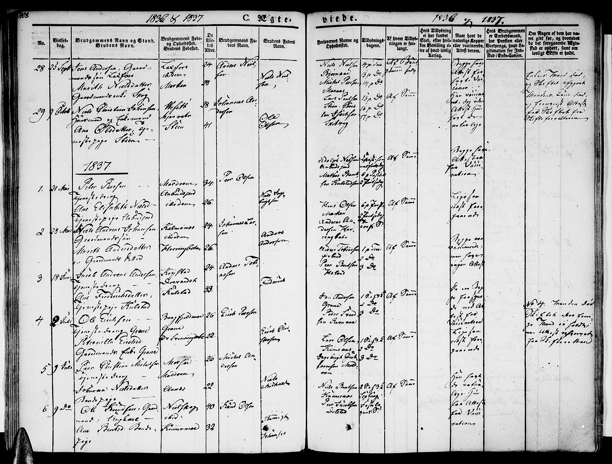 Ministerialprotokoller, klokkerbøker og fødselsregistre - Nordland, AV/SAT-A-1459/820/L0290: Ministerialbok nr. 820A11, 1826-1845, s. 408