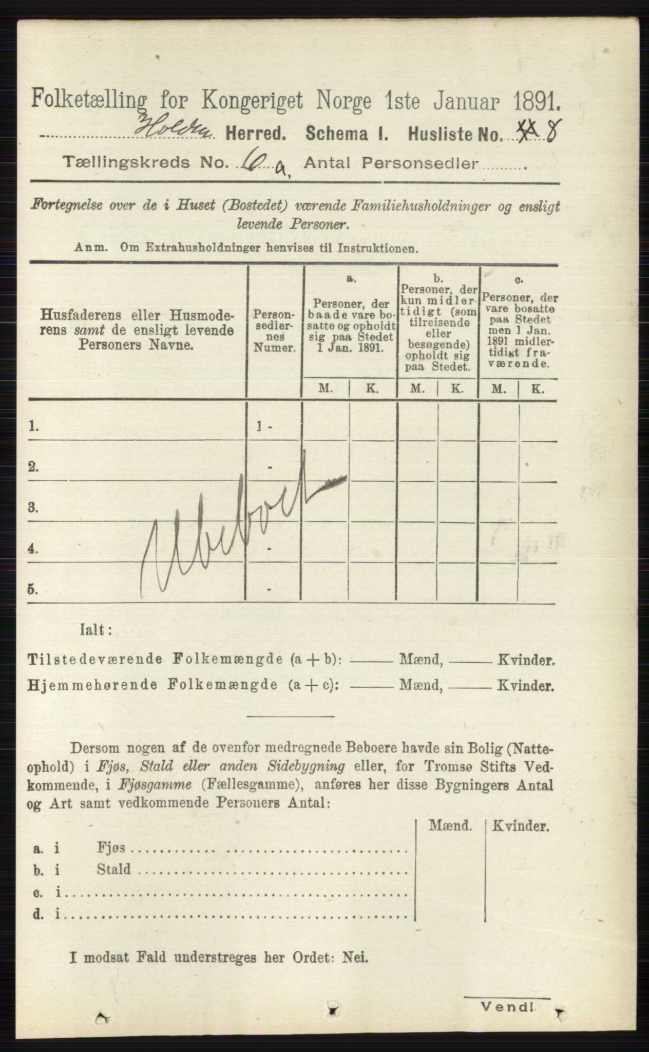 RA, Folketelling 1891 for 0819 Holla herred, 1891, s. 2819