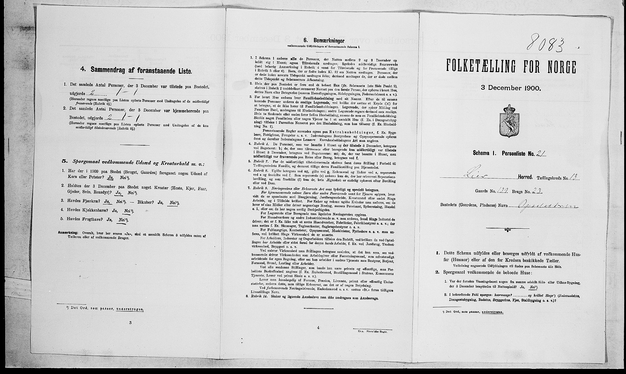 RA, Folketelling 1900 for 0626 Lier herred, 1900, s. 2154