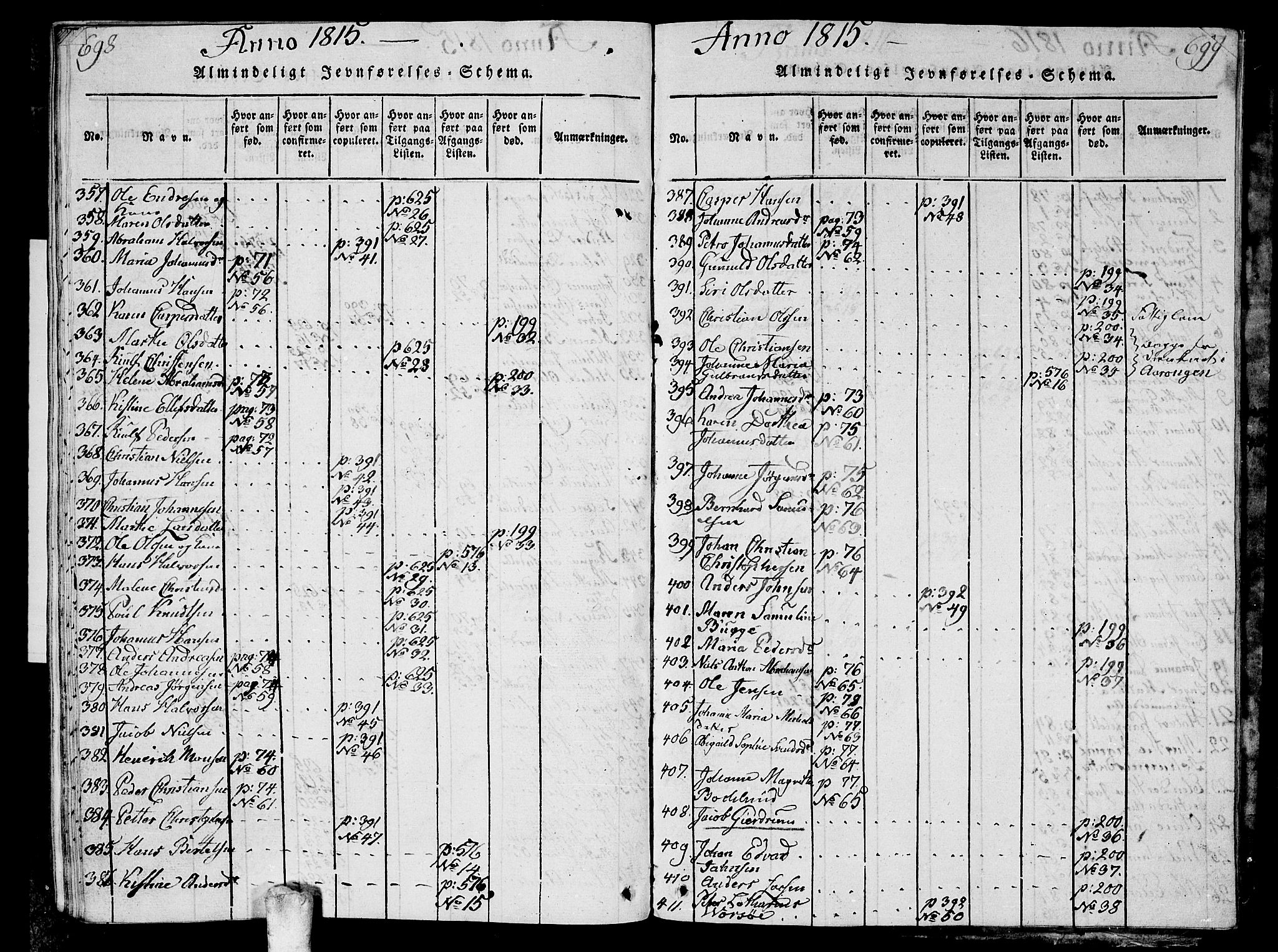 Ås prestekontor Kirkebøker, AV/SAO-A-10894/G/Ga/L0001: Klokkerbok nr. I 1, 1814-1820, s. 698-699