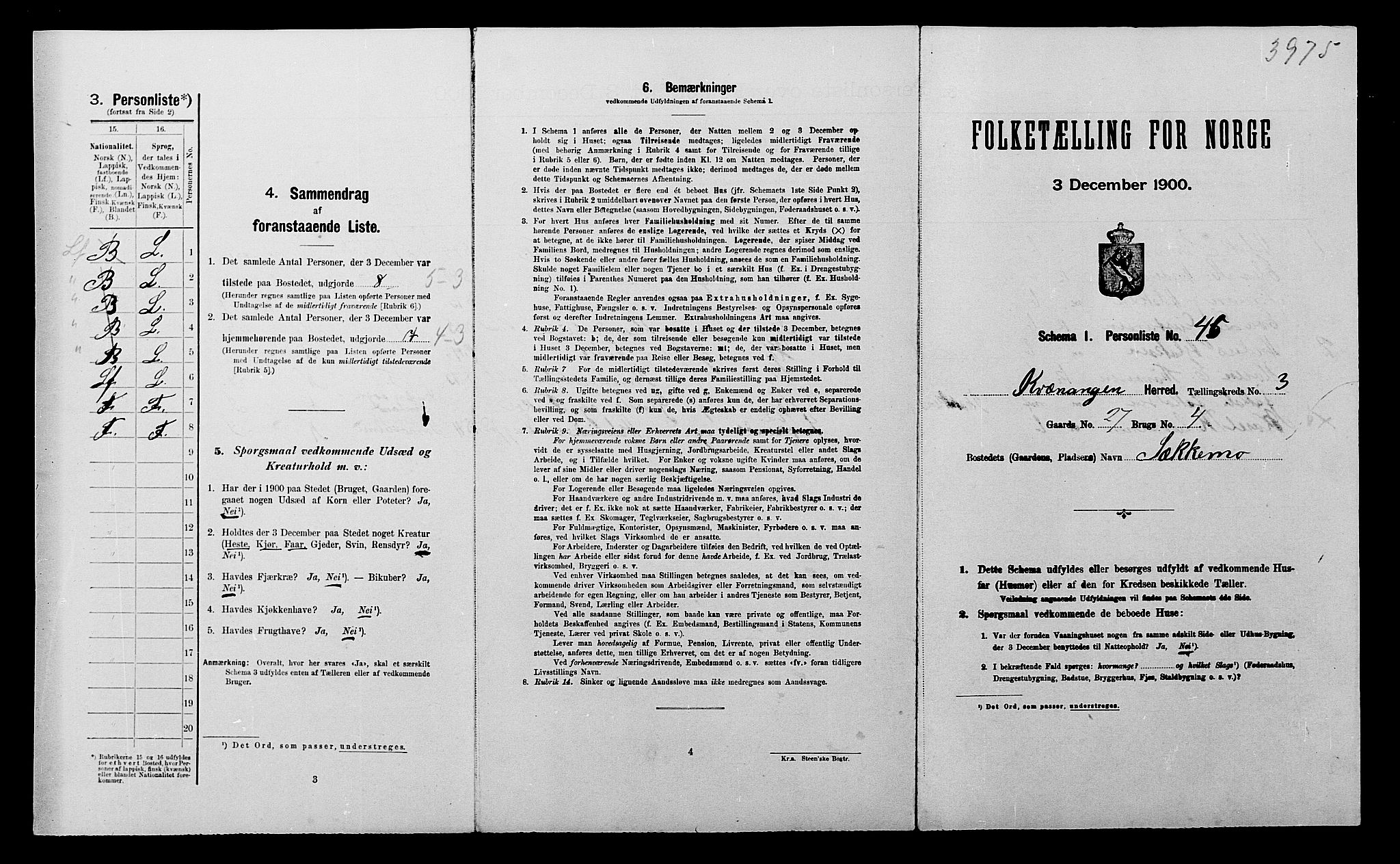 SATØ, Folketelling 1900 for 1943 Kvænangen herred, 1900, s. 341