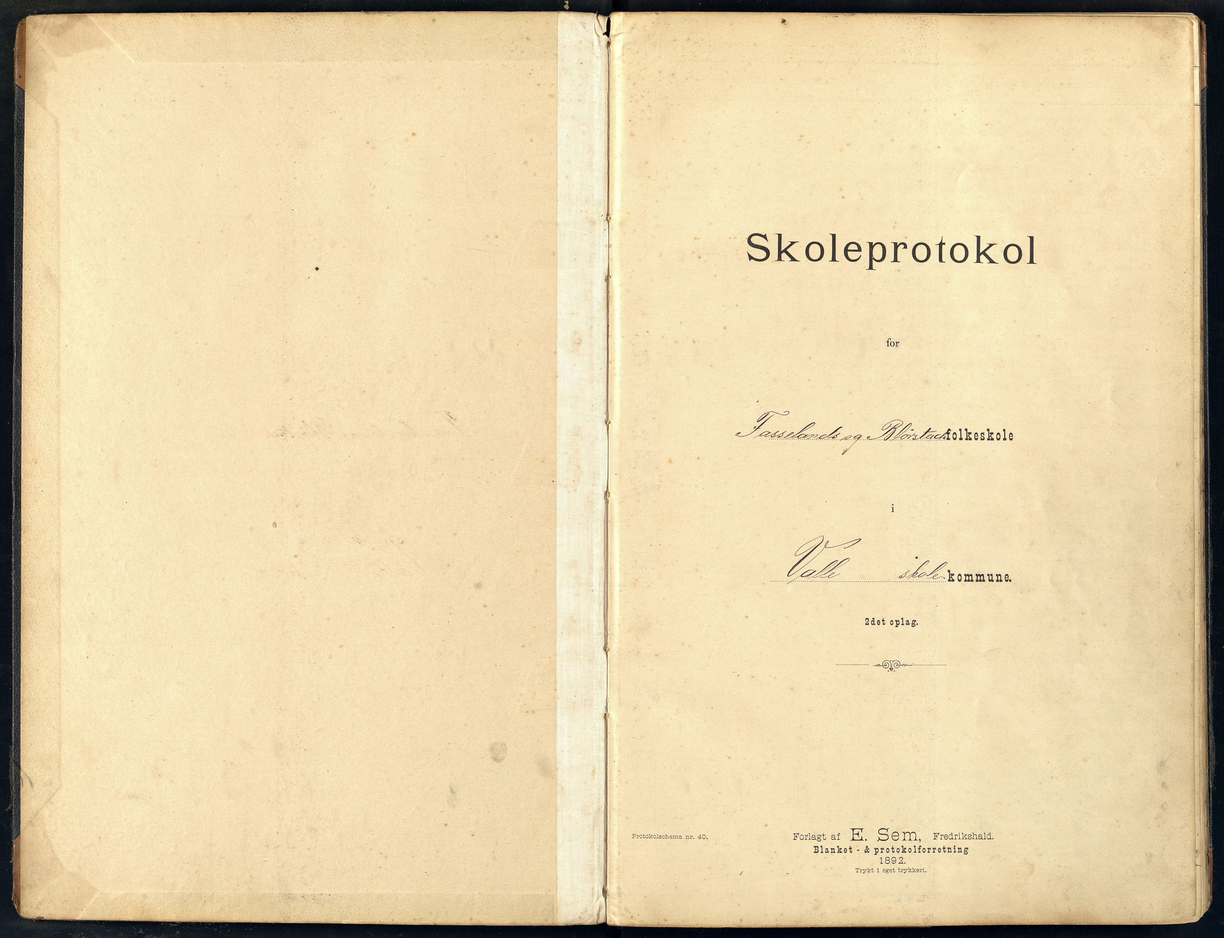 Sør-Audnedal kommune - Fasseland Skole, ARKSOR/1029SØ551/G/L0001: Skoleprotokoll, 1892-1915