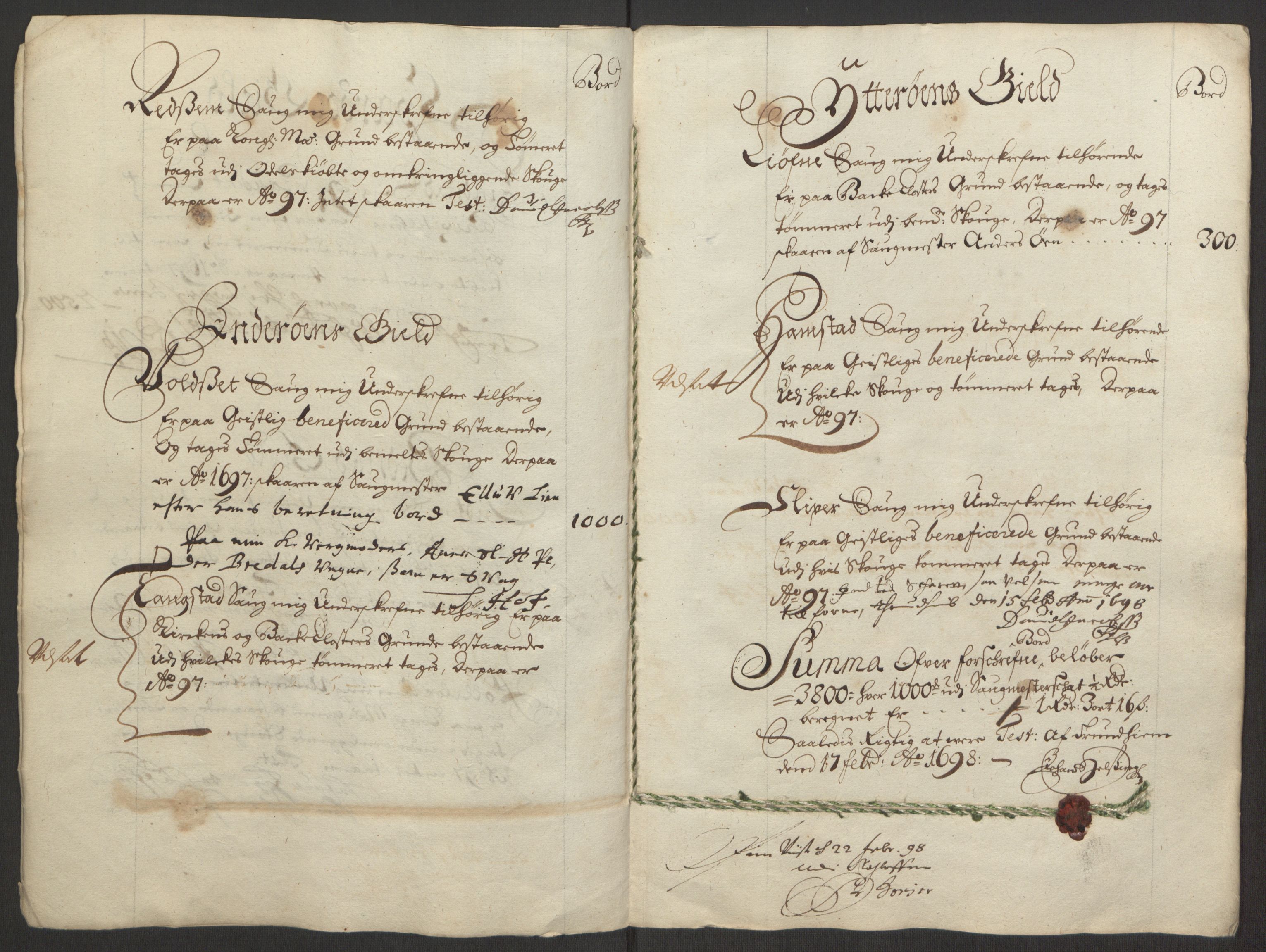 Rentekammeret inntil 1814, Reviderte regnskaper, Fogderegnskap, RA/EA-4092/R63/L4309: Fogderegnskap Inderøy, 1695-1697, s. 391