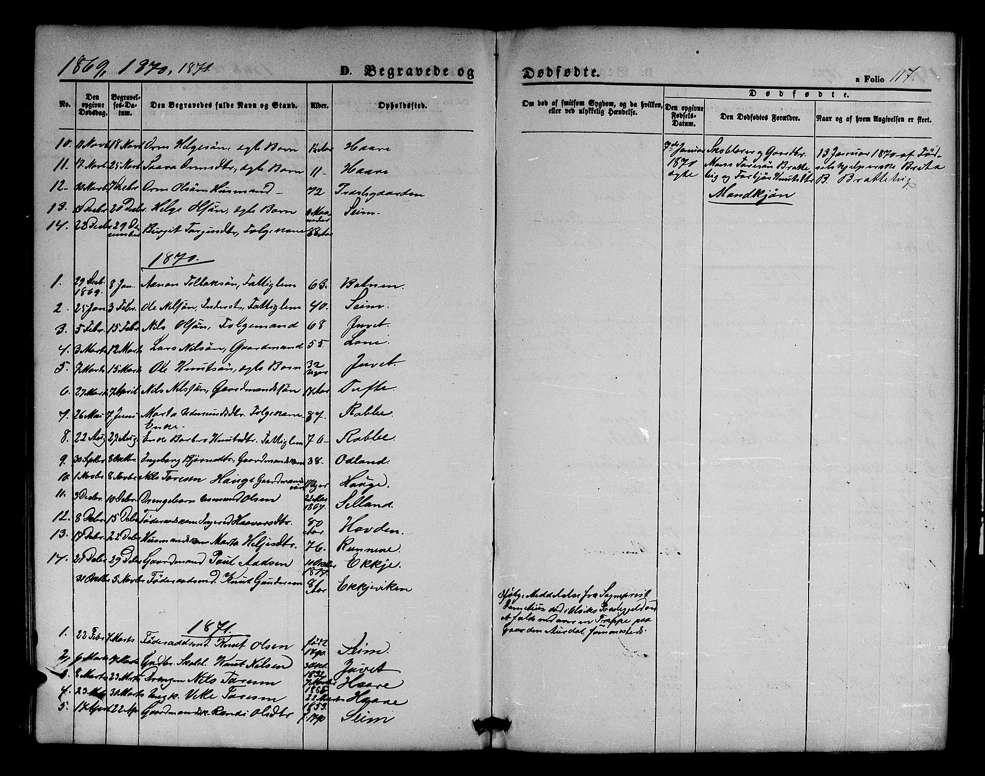 Røldal sokneprestembete, AV/SAB-A-100247: Klokkerbok nr. A 2, 1861-1886, s. 117