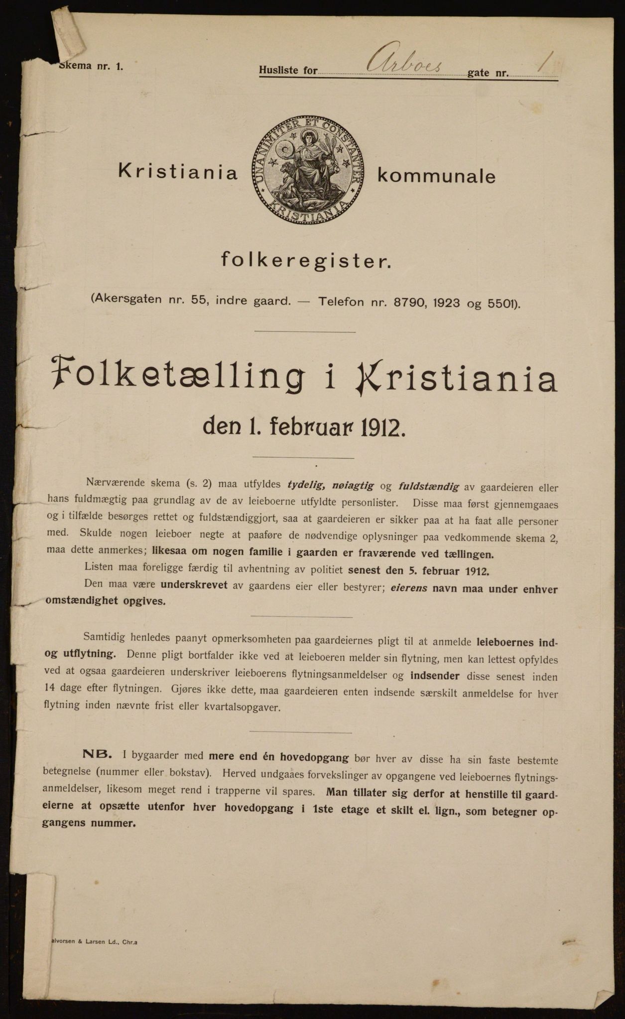 OBA, Kommunal folketelling 1.2.1912 for Kristiania, 1912, s. 1624