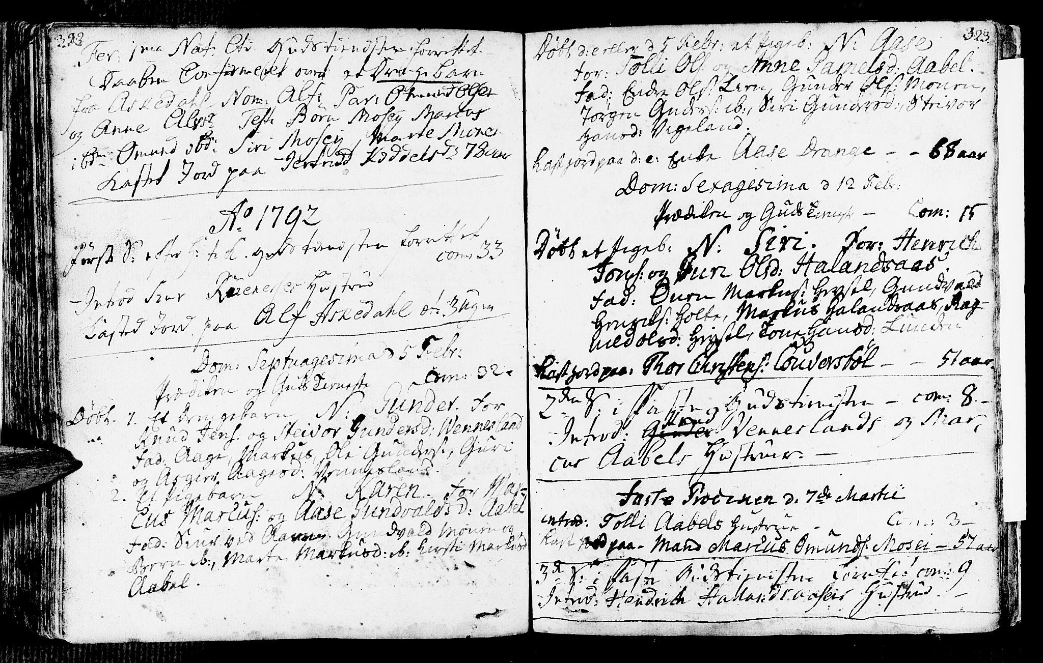 Vennesla sokneprestkontor, SAK/1111-0045/Fa/Fab/L0001: Ministerialbok nr. A 1, 1741-1794, s. 322-323