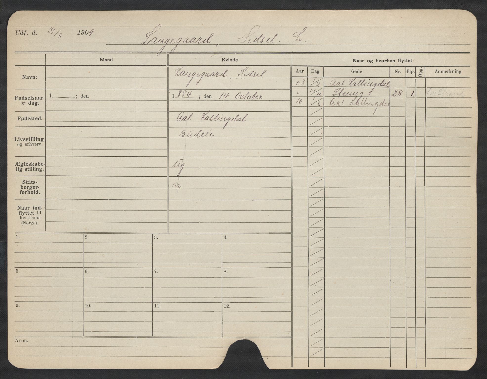 Oslo folkeregister, Registerkort, AV/SAO-A-11715/F/Fa/Fac/L0019: Kvinner, 1906-1914, s. 743a