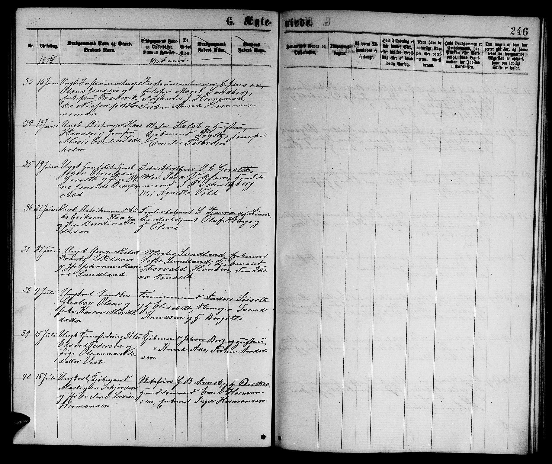 Ministerialprotokoller, klokkerbøker og fødselsregistre - Sør-Trøndelag, AV/SAT-A-1456/601/L0088: Klokkerbok nr. 601C06, 1870-1878, s. 246