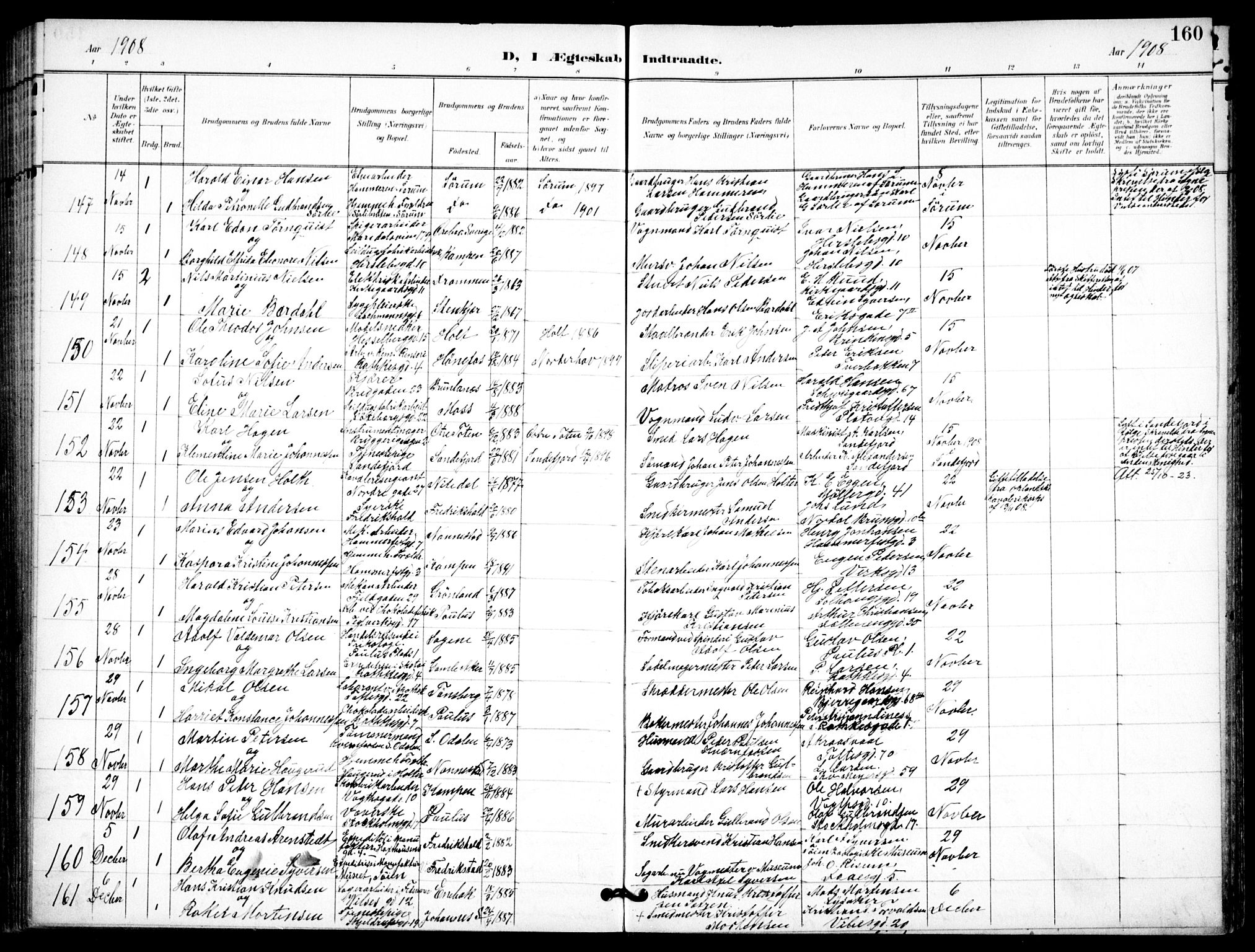 Petrus prestekontor Kirkebøker, AV/SAO-A-10872/F/Fa/L0009: Ministerialbok nr. 9, 1897-1911, s. 160