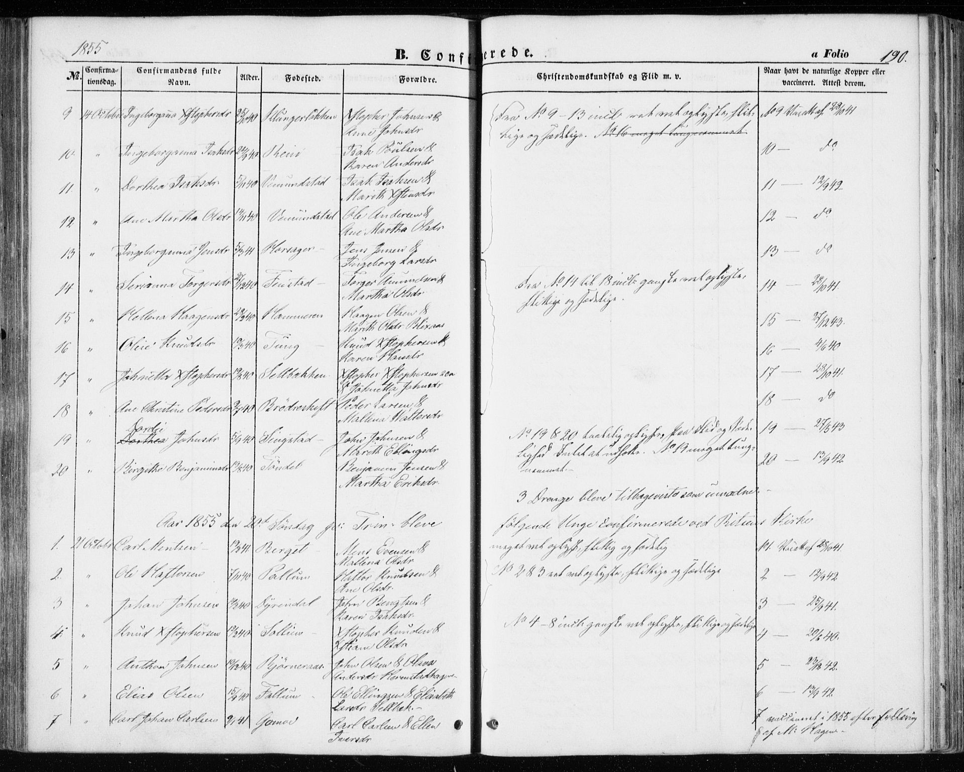 Ministerialprotokoller, klokkerbøker og fødselsregistre - Sør-Trøndelag, SAT/A-1456/646/L0611: Ministerialbok nr. 646A09, 1848-1857, s. 190