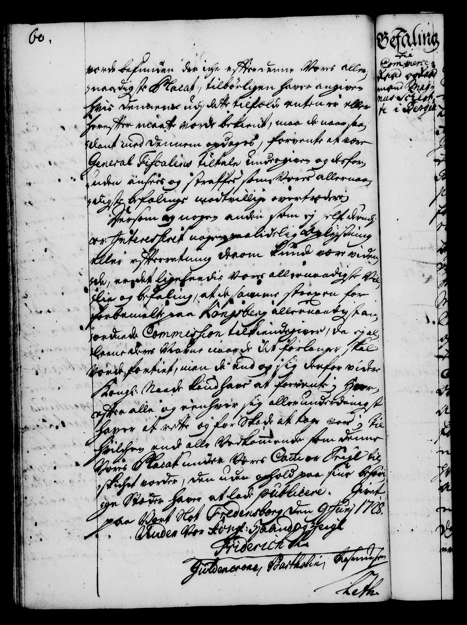 Rentekammeret, Kammerkanselliet, RA/EA-3111/G/Gg/Gga/L0003: Norsk ekspedisjonsprotokoll med register (merket RK 53.3), 1727-1734, s. 60