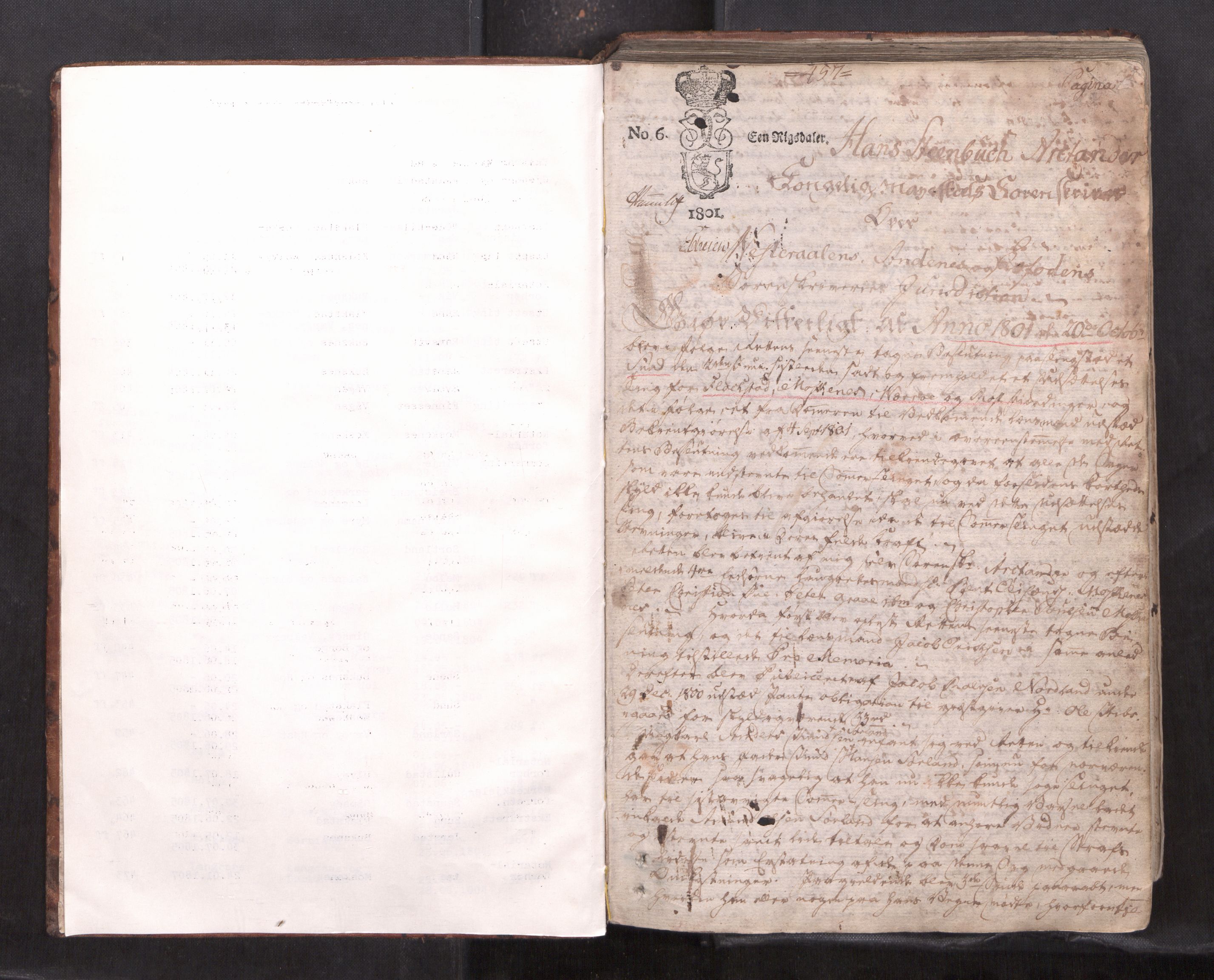 Vesterålen sorenskriveri, AV/SAT-A-4180/1/1/1A/L0014: Tingbok, 1801-1805, s. 1