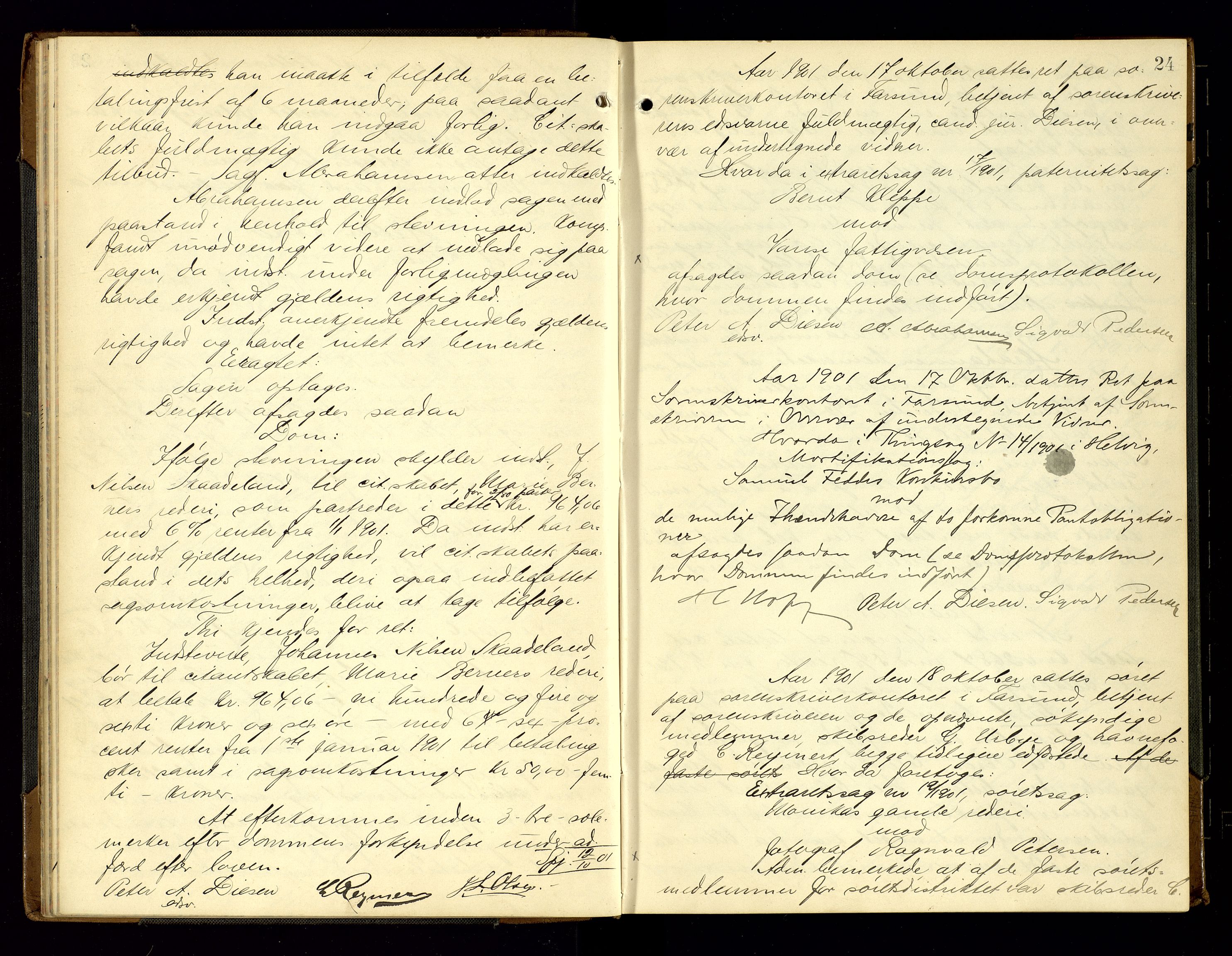 Lyngdal sorenskriveri, AV/SAK-1221-0004/F/Fb/L0093: Ekstrarettsprotokoll nr. 29, 1901-1904, s. 24