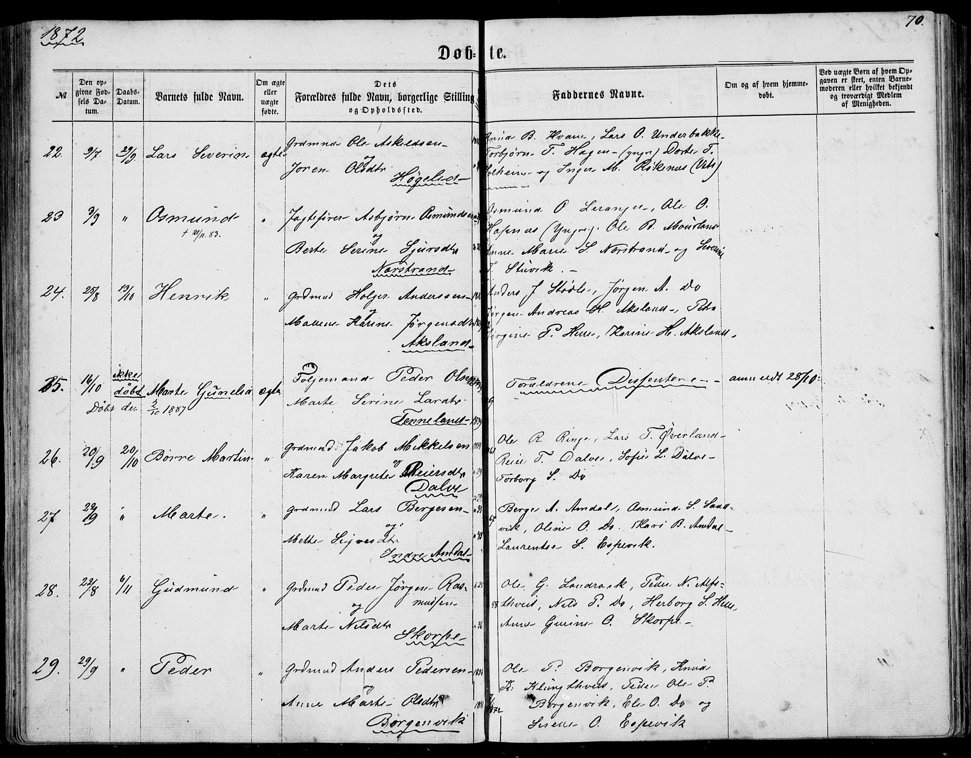 Nedstrand sokneprestkontor, AV/SAST-A-101841/01/IV: Ministerialbok nr. A 9, 1861-1876, s. 70