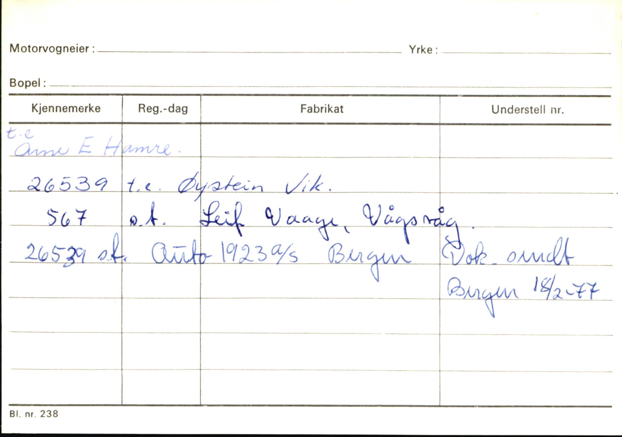 Statens vegvesen, Sogn og Fjordane vegkontor, SAB/A-5301/4/F/L0145: Registerkort Vågsøy S-Å. Årdal I-P, 1945-1975, s. 715