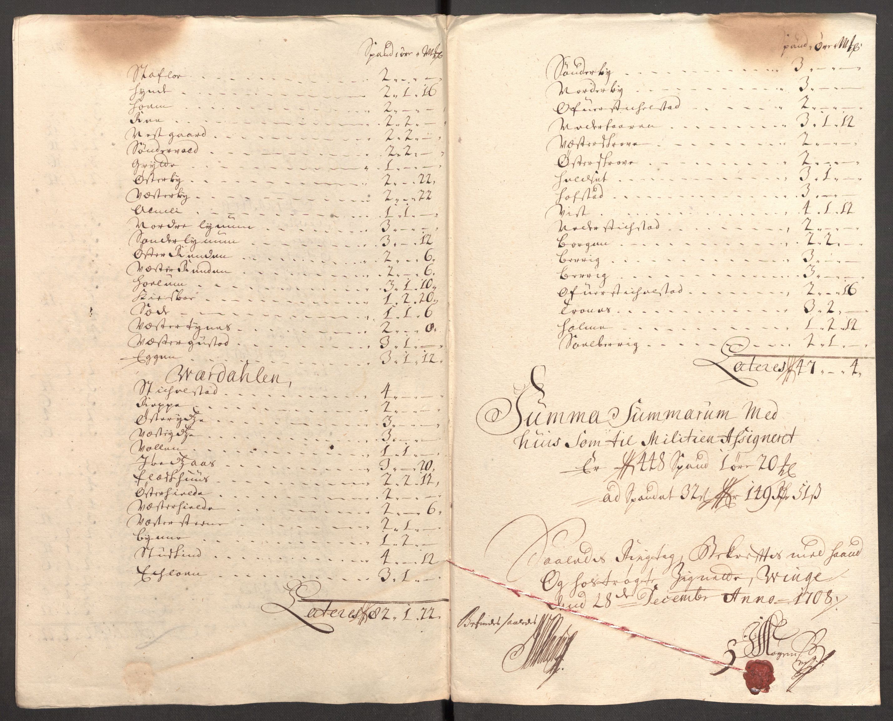 Rentekammeret inntil 1814, Reviderte regnskaper, Fogderegnskap, RA/EA-4092/R62/L4198: Fogderegnskap Stjørdal og Verdal, 1708, s. 160