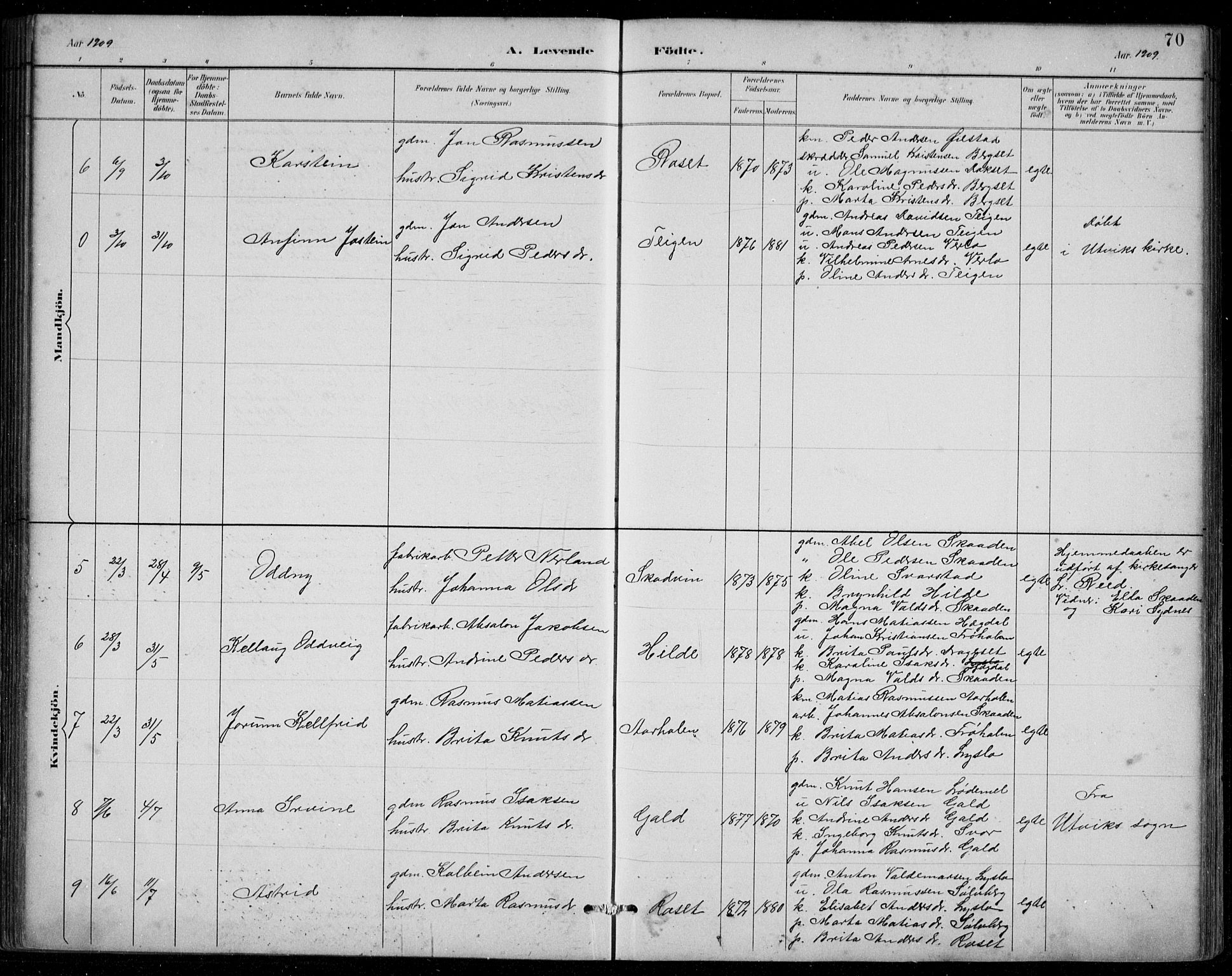 Innvik sokneprestembete, AV/SAB-A-80501: Klokkerbok nr. A 3, 1886-1912, s. 70