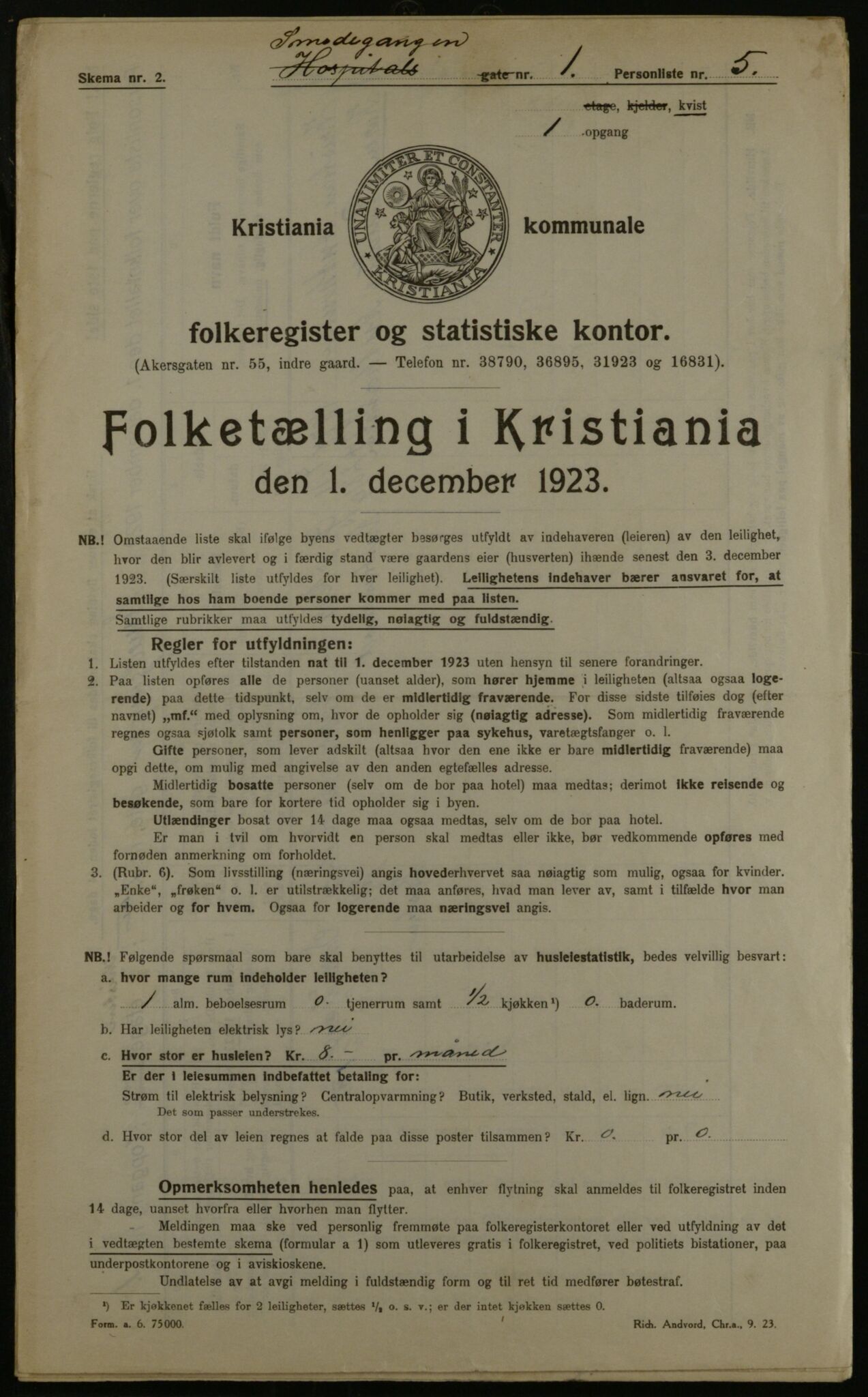 OBA, Kommunal folketelling 1.12.1923 for Kristiania, 1923, s. 107202