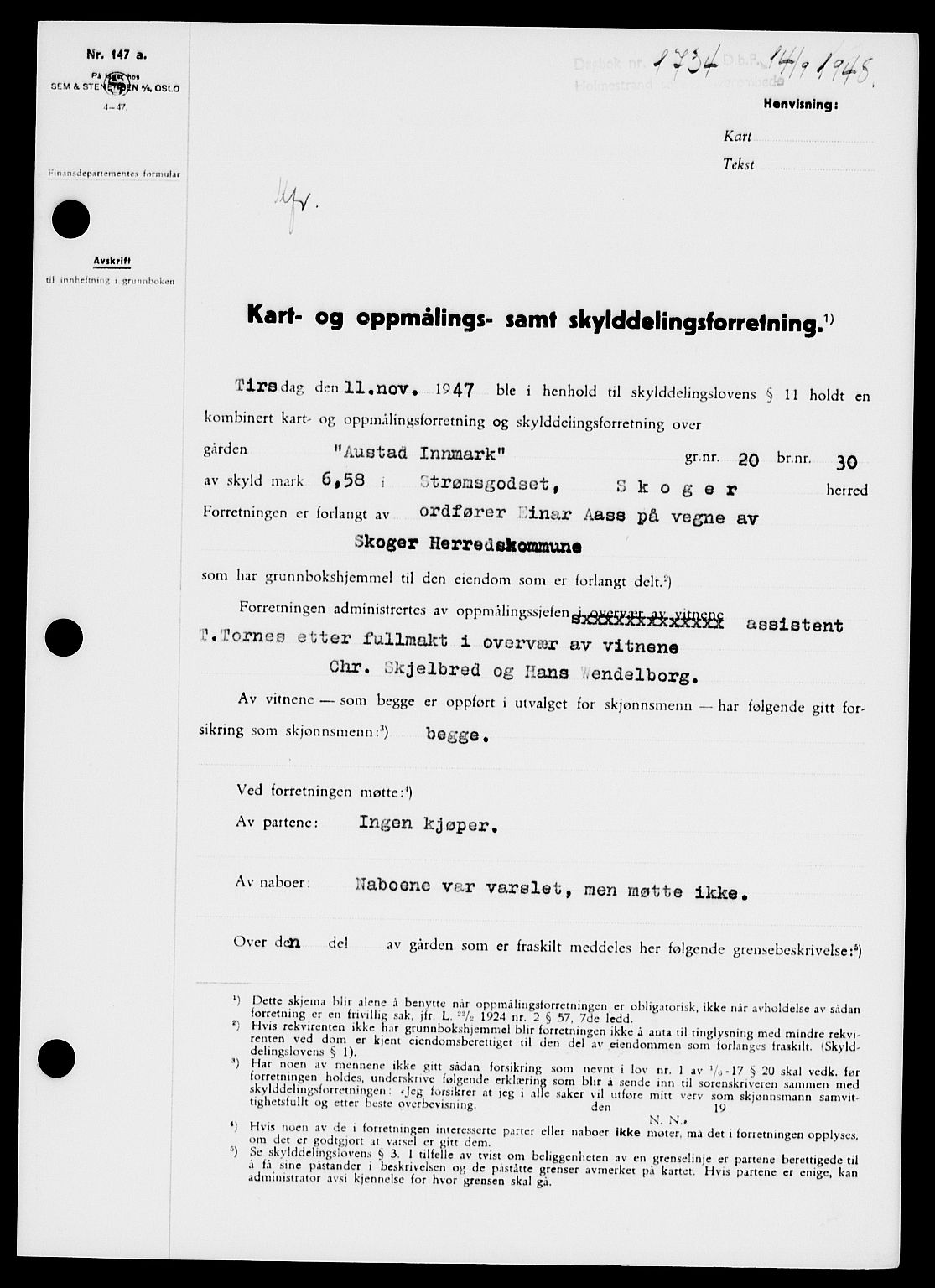 Holmestrand sorenskriveri, SAKO/A-67/G/Ga/Gaa/L0064: Pantebok nr. A-64, 1948-1948, Dagboknr: 1734/1948