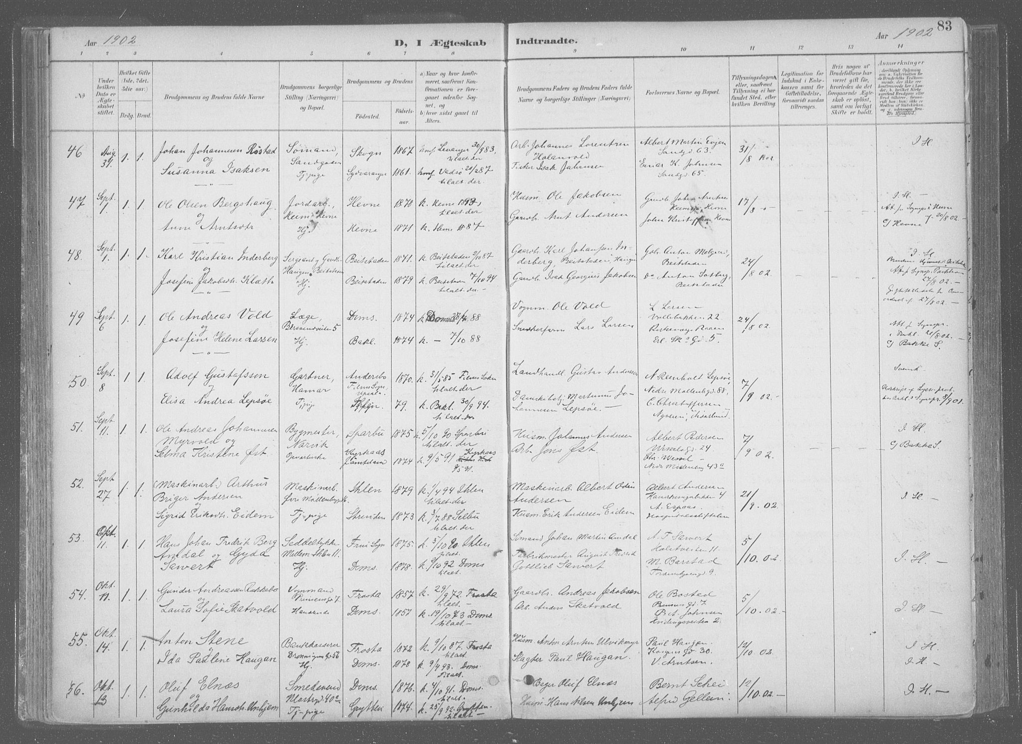 Ministerialprotokoller, klokkerbøker og fødselsregistre - Sør-Trøndelag, AV/SAT-A-1456/601/L0064: Ministerialbok nr. 601A31, 1891-1911, s. 83