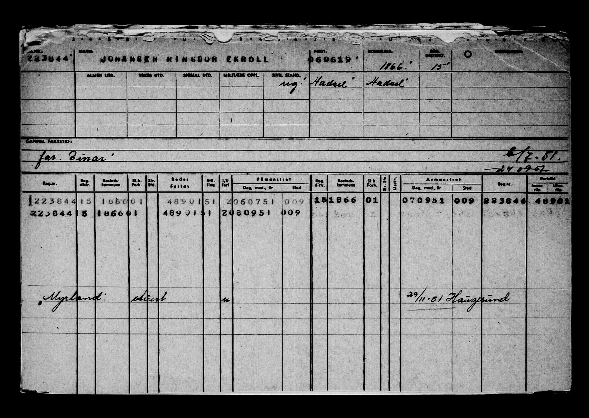 Direktoratet for sjømenn, AV/RA-S-3545/G/Gb/L0169: Hovedkort, 1919, s. 382