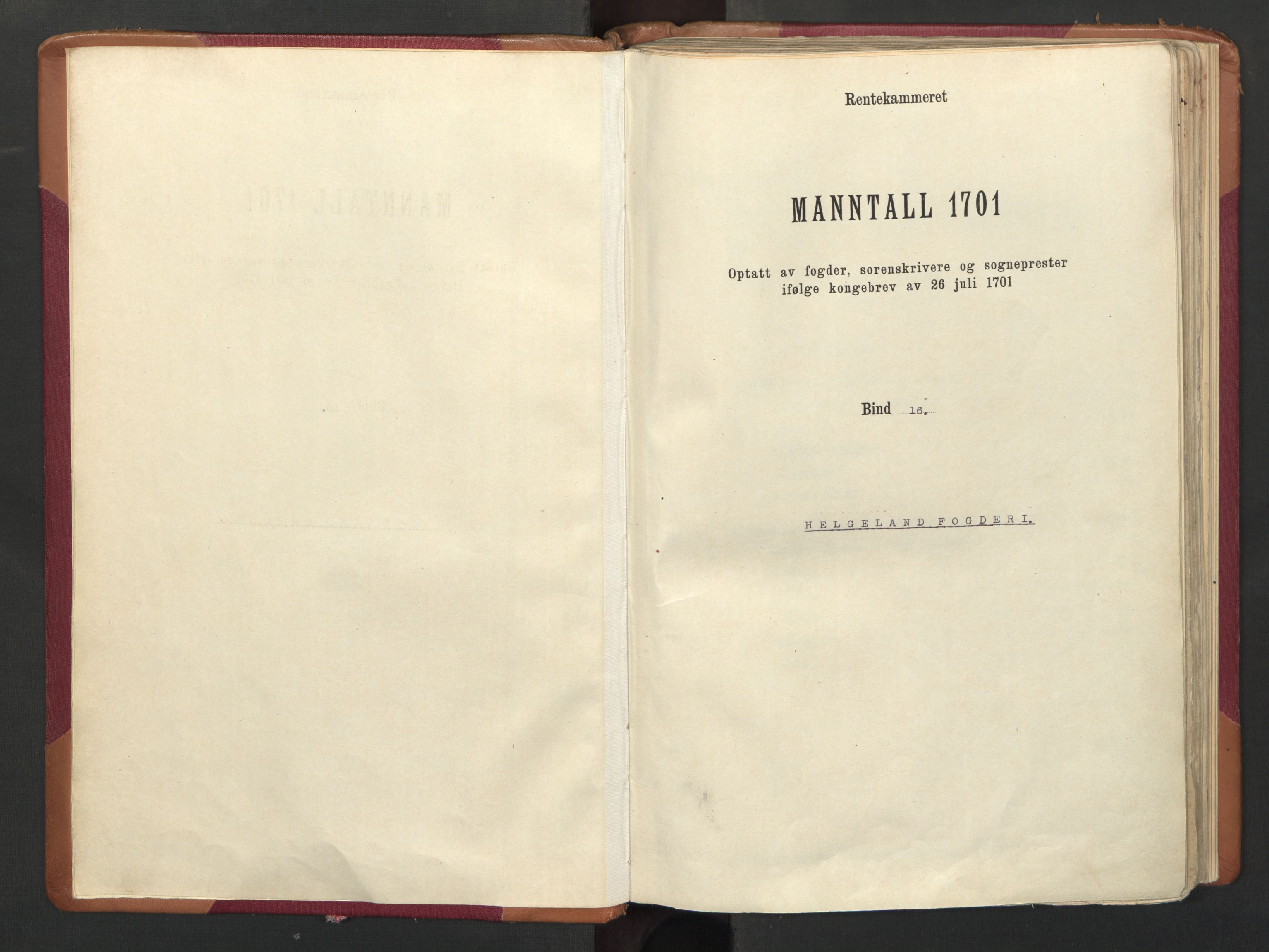 RA, Manntallet 1701, nr. 16: Helgeland fogderi, 1701