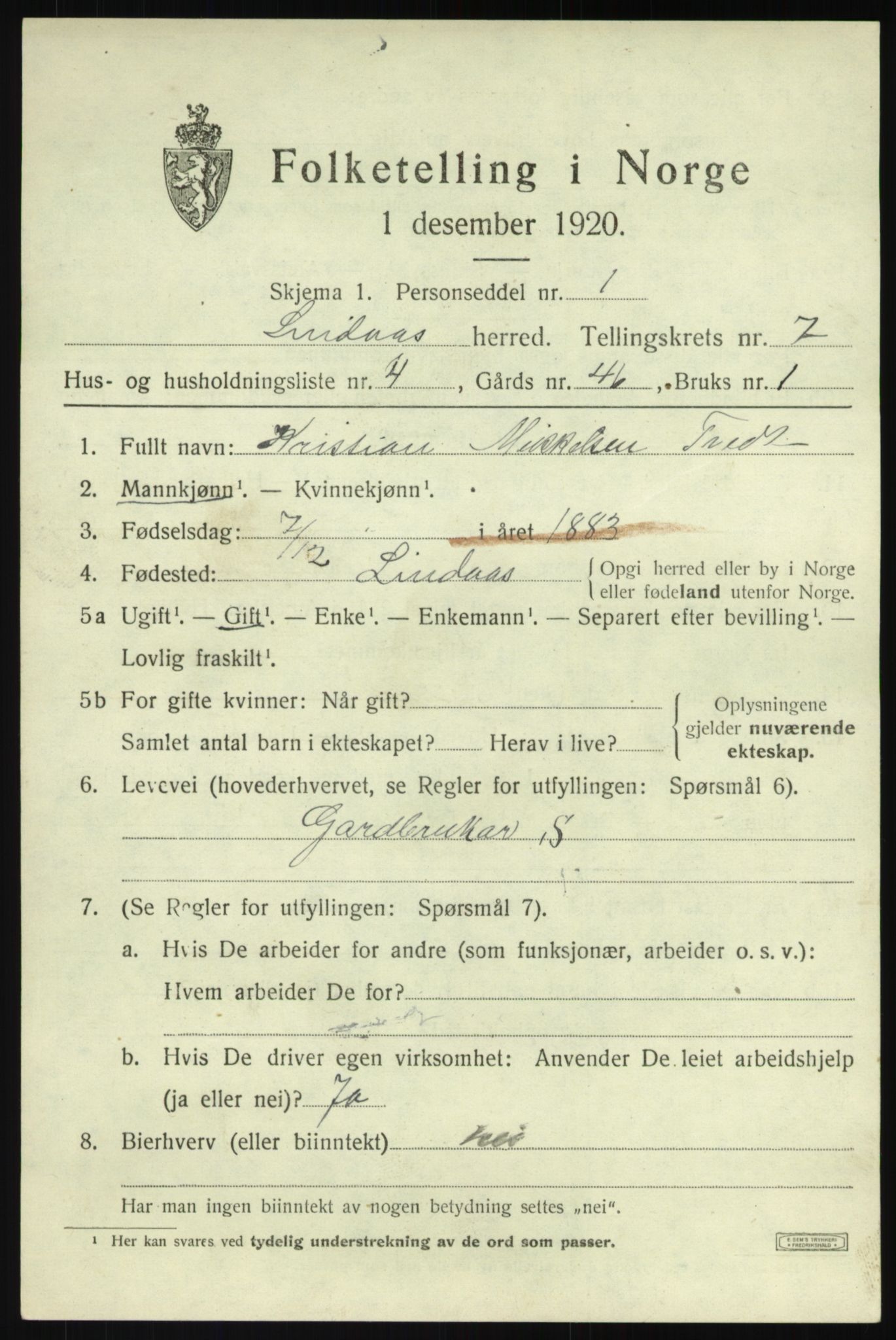 SAB, Folketelling 1920 for 1263 Lindås herred, 1920, s. 4067