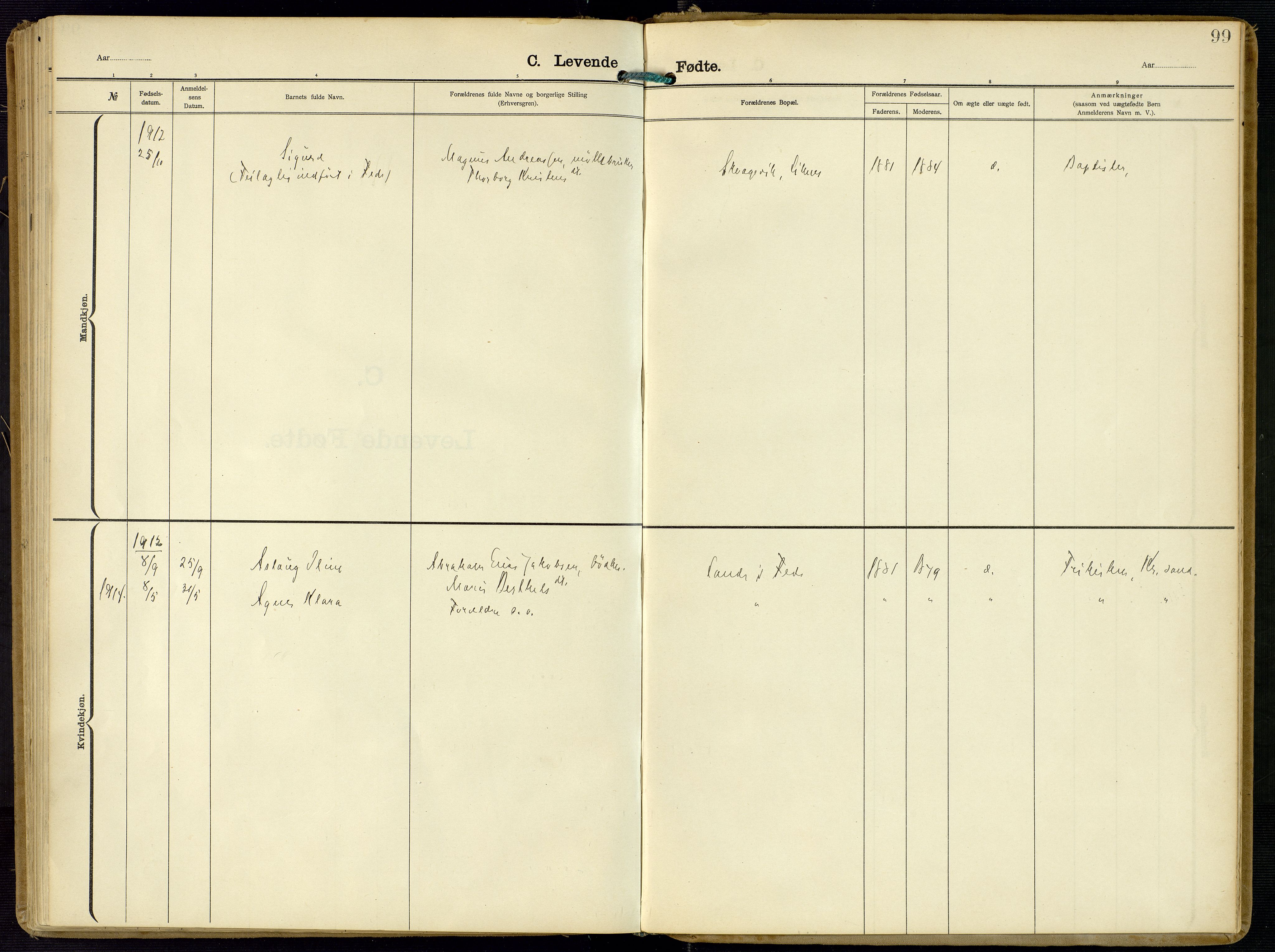 Kvinesdal sokneprestkontor, AV/SAK-1111-0026/F/Fa/Faa/L0005: Ministerialbok nr. A 5, 1898-1915, s. 99