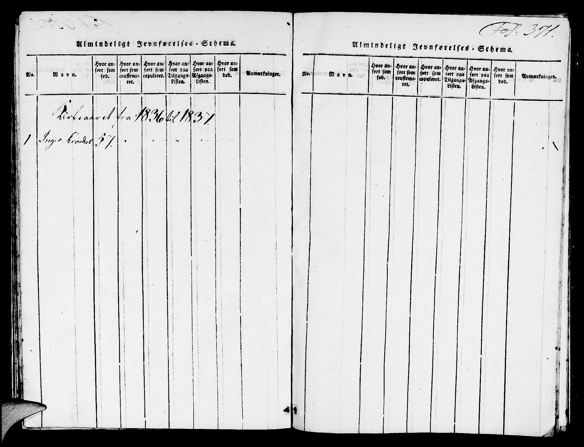 Hjelmeland sokneprestkontor, SAST/A-101843/01/V/L0003: Klokkerbok nr. B 3, 1816-1841, s. 371
