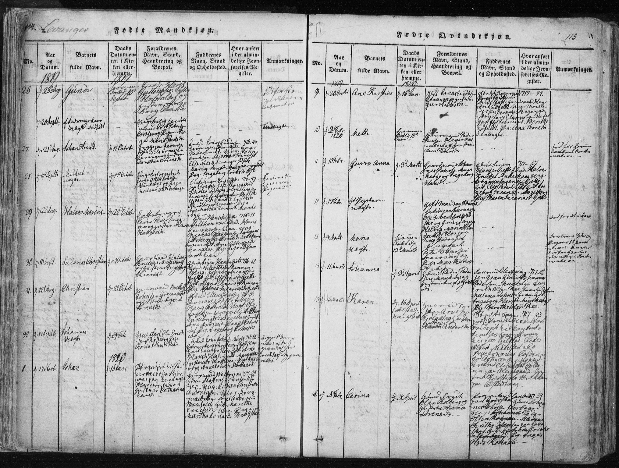 Ministerialprotokoller, klokkerbøker og fødselsregistre - Nord-Trøndelag, SAT/A-1458/717/L0148: Ministerialbok nr. 717A04 /2, 1816-1825, s. 114-115
