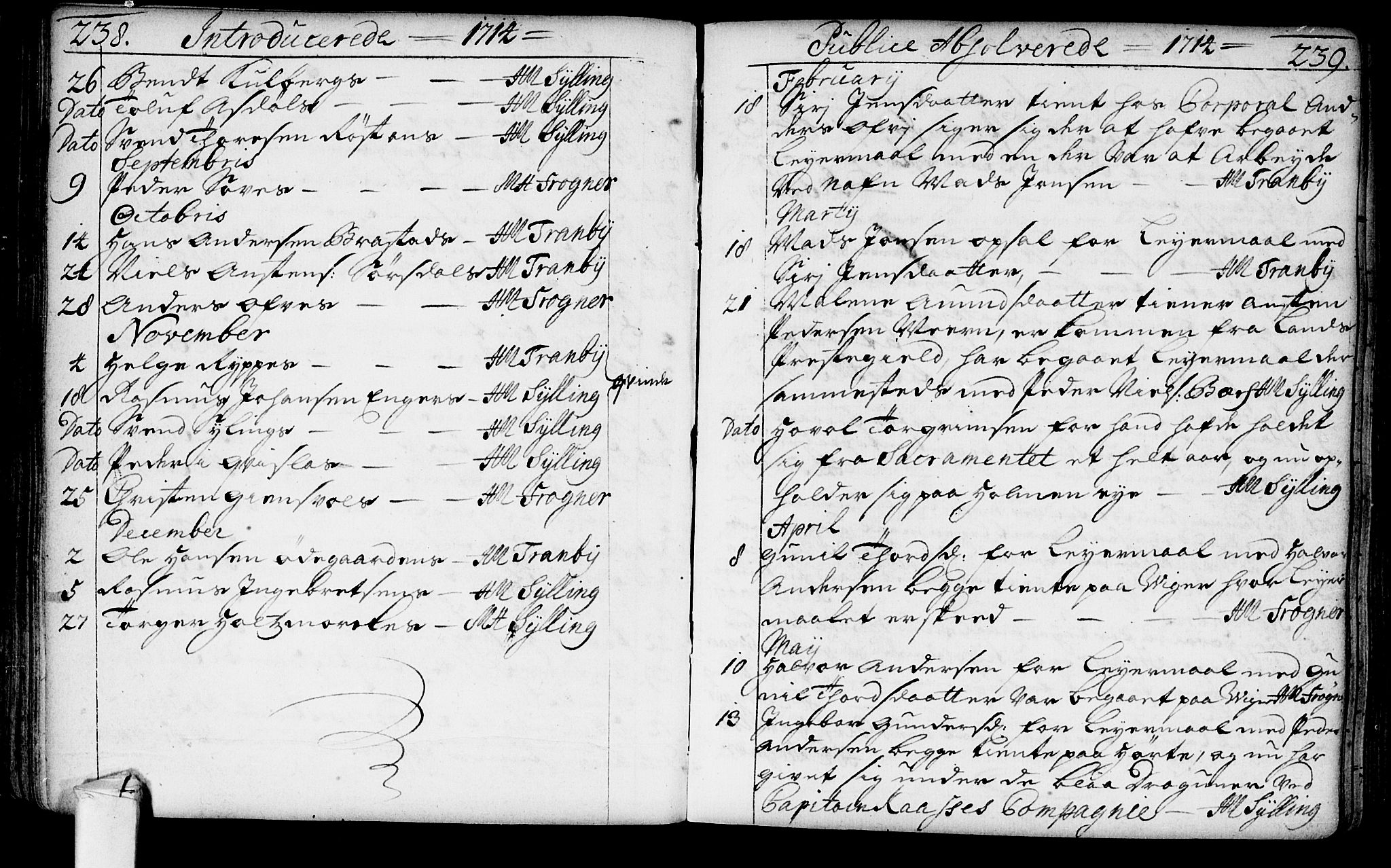 Lier kirkebøker, AV/SAKO-A-230/F/Fa/L0002: Ministerialbok nr. I 2, 1701-1726, s. 238-239