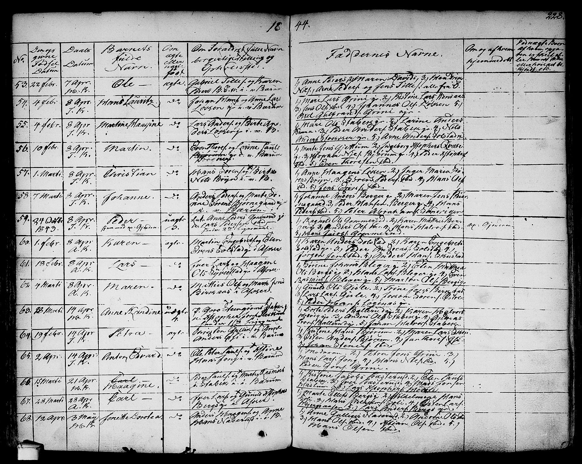 Asker prestekontor Kirkebøker, SAO/A-10256a/F/Fa/L0007: Ministerialbok nr. I 7, 1825-1864, s. 228