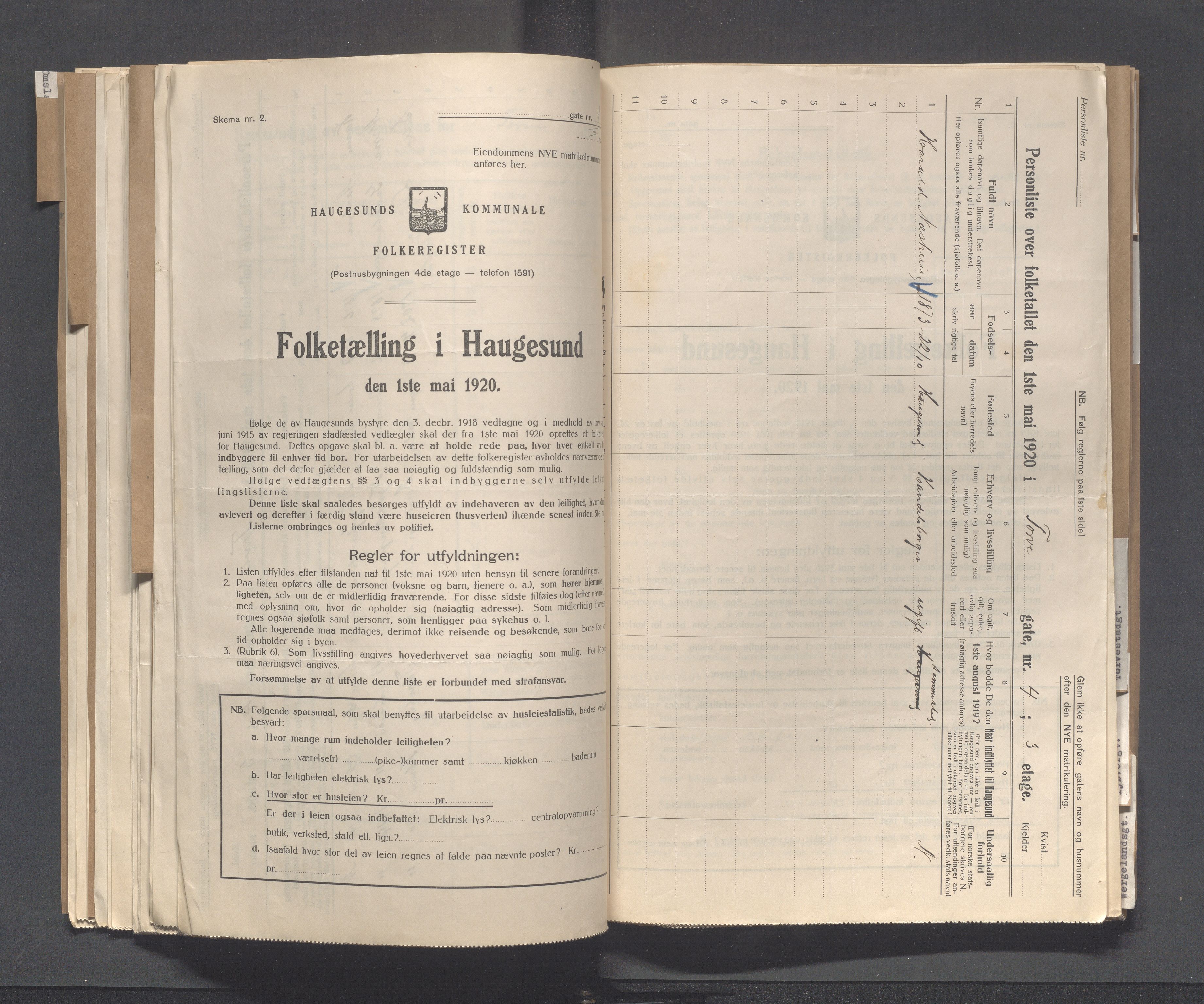IKAR, Kommunal folketelling 1.5.1920 for Haugesund, 1920, s. 5219